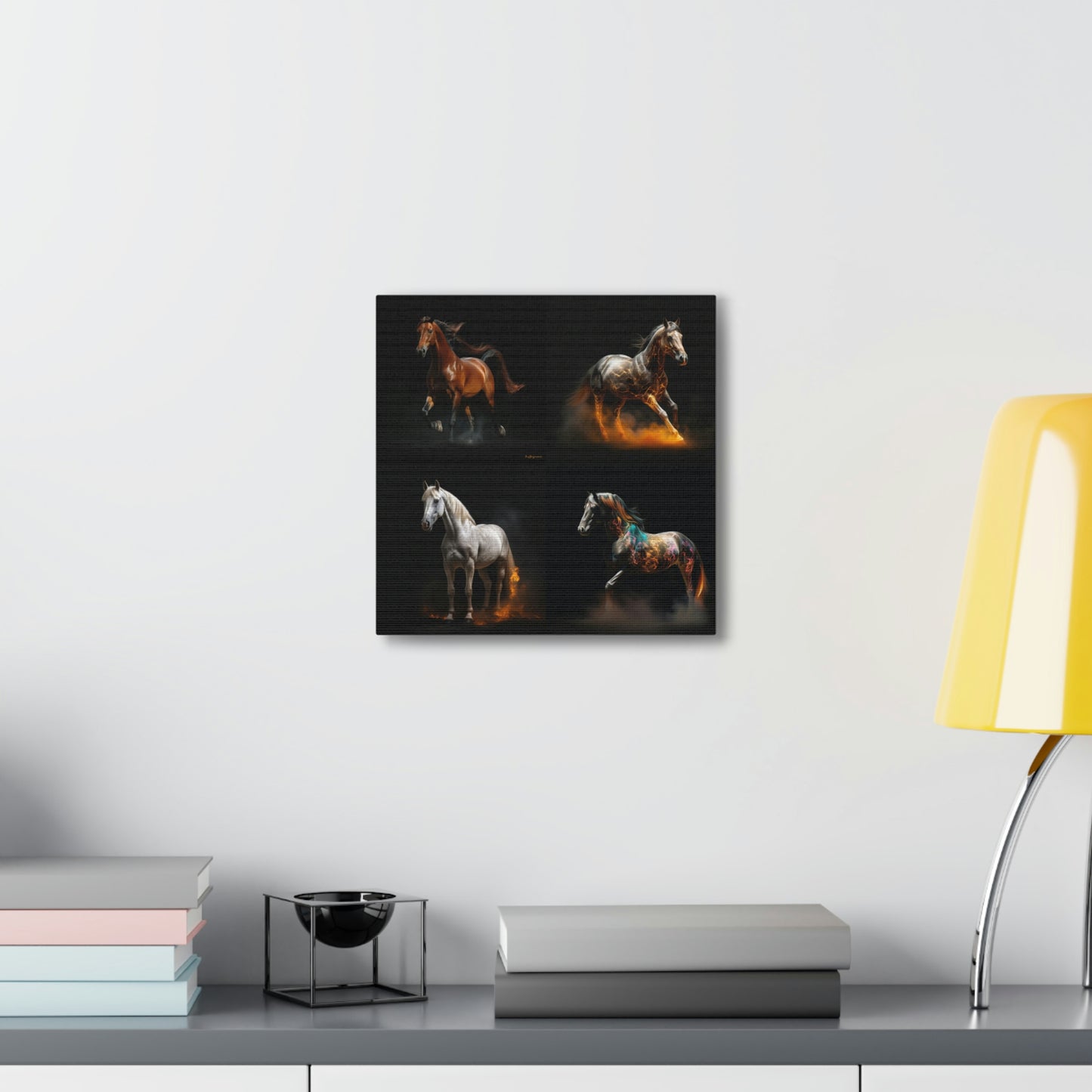 Canvas Gallery Wraps Horses smoke 4 Pack