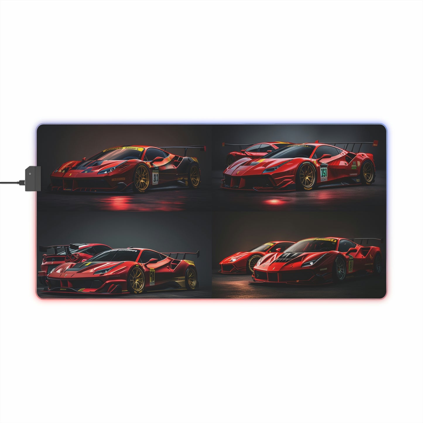 LED Gaming Mouse Pad Ferrari Red 4 pack