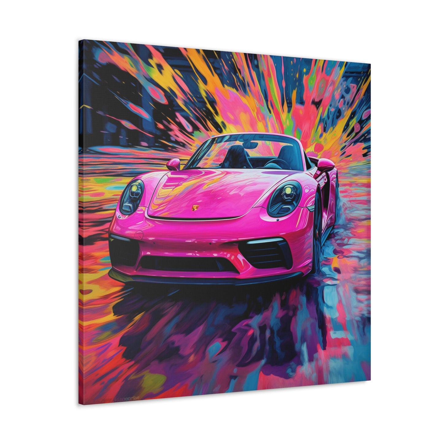 Canvas Gallery Wraps Pink Porsche water fusion 2