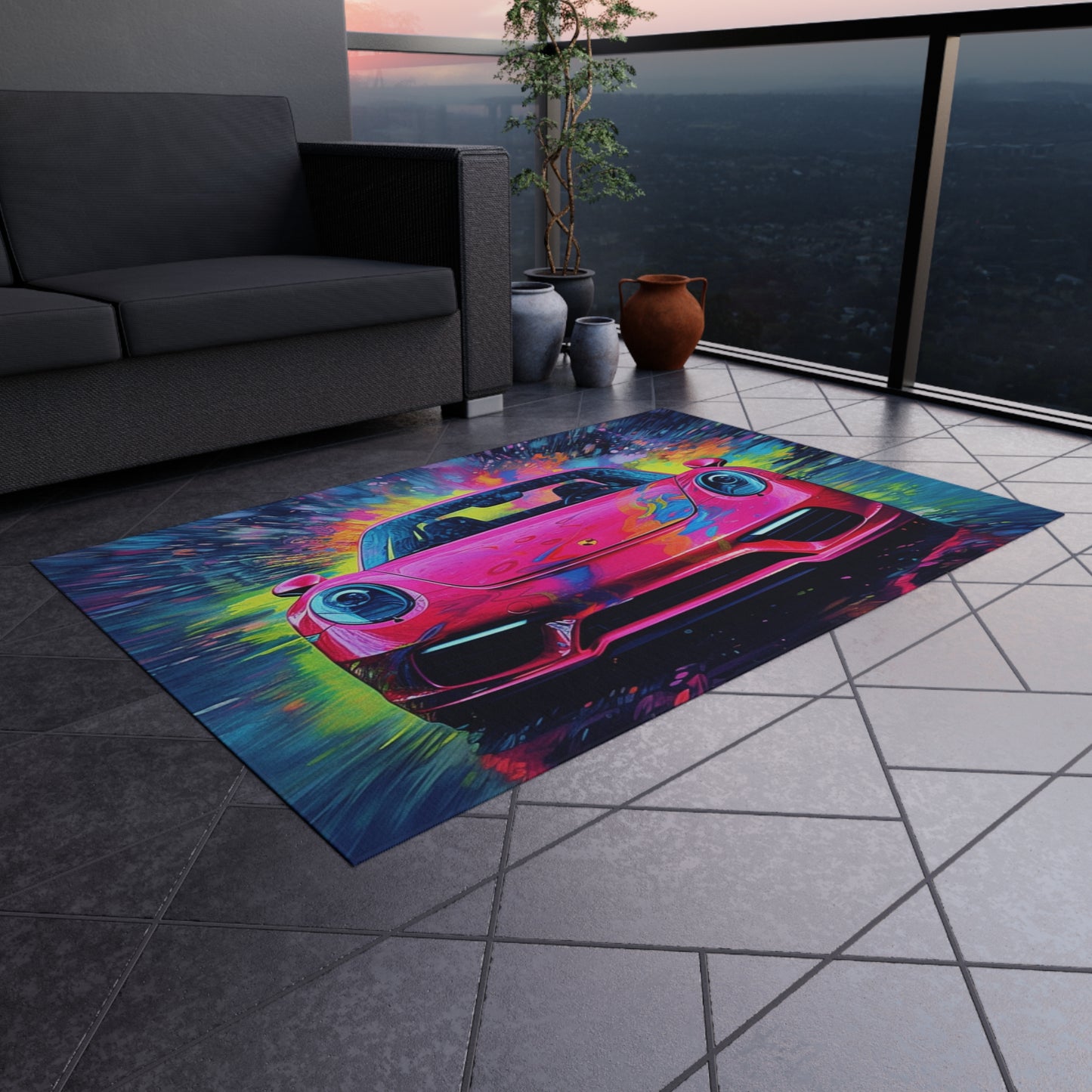 Outdoor Rug  Pink Porsche water fusion 3