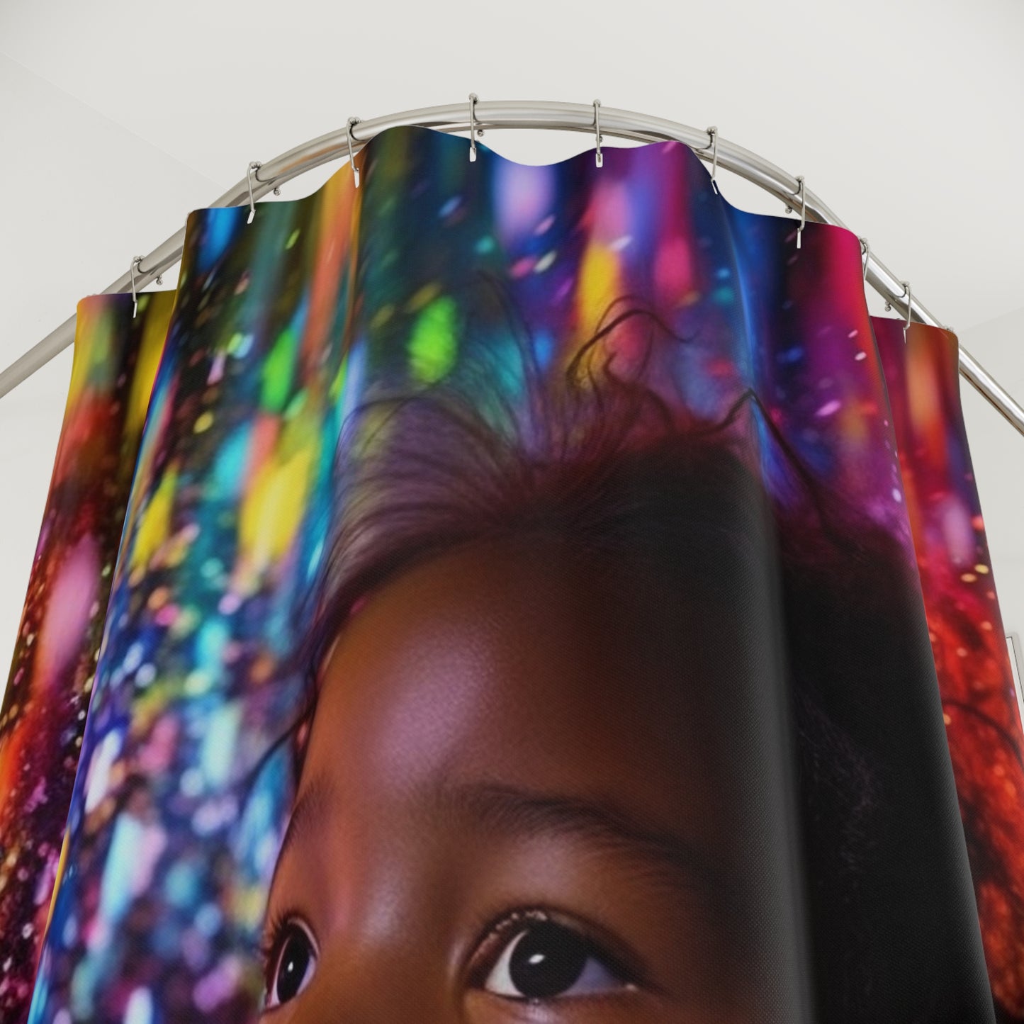 Polyester Shower Curtain kid color rain 1