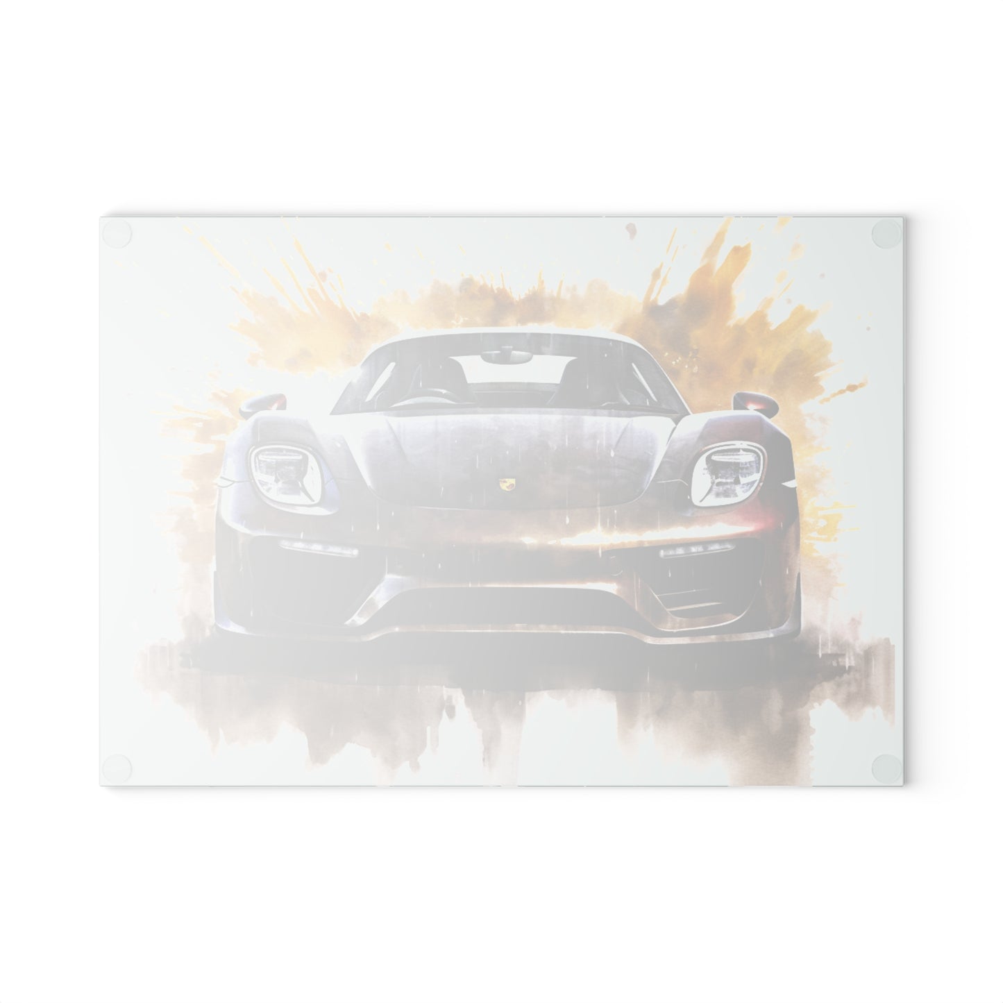 Glass Cutting Board 918 Spyder white background driving fast with water splashing 1