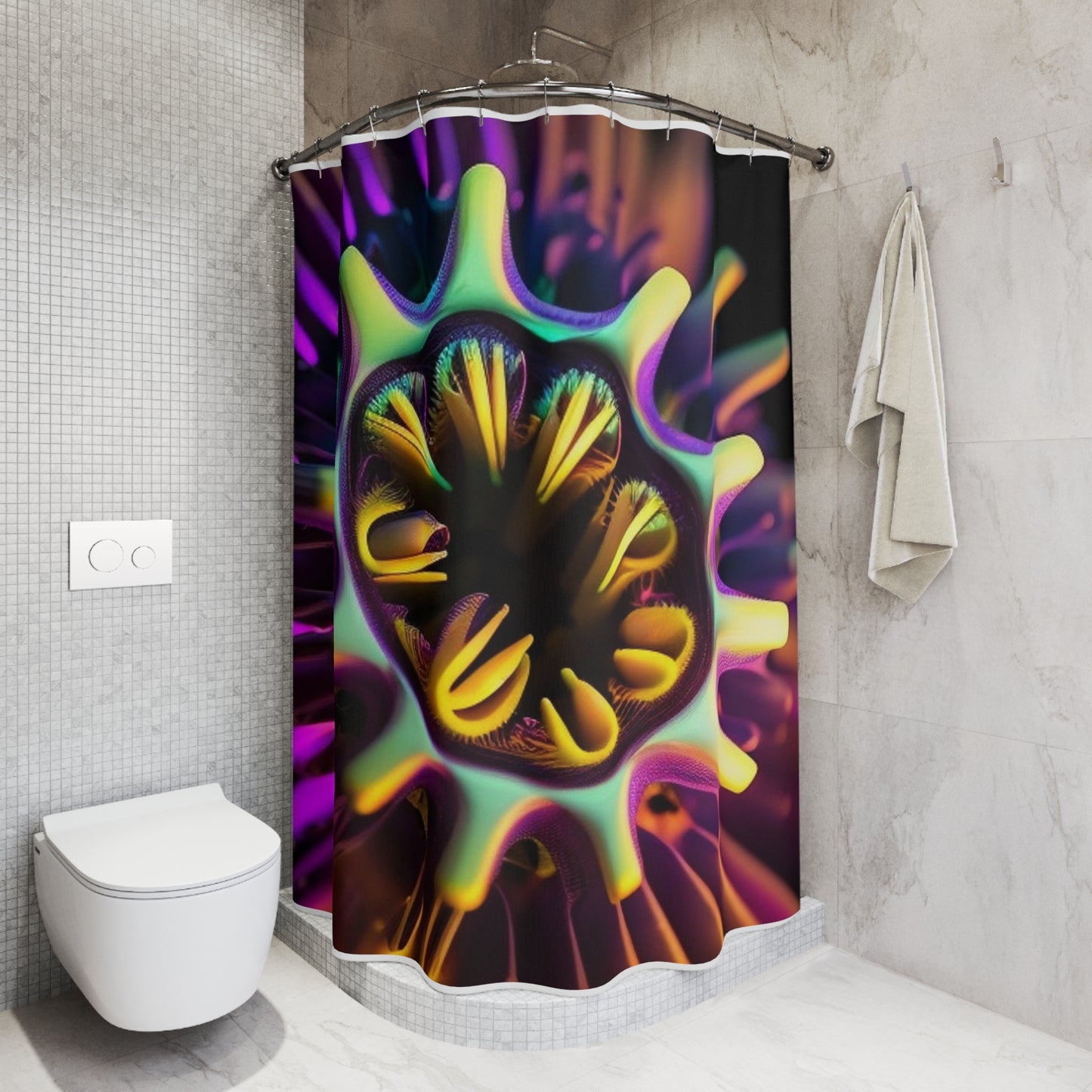 Polyester Shower Curtain Neon Macro 2
