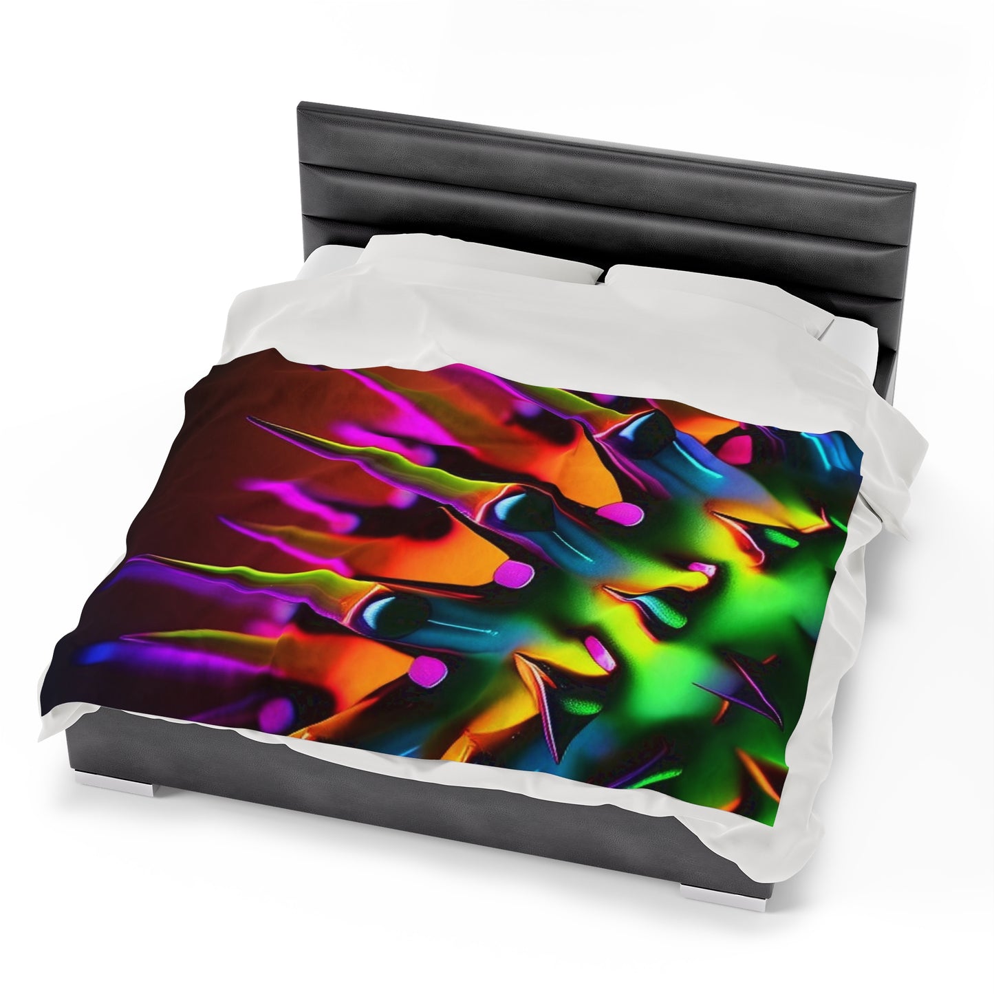 Velveteen Plush Blanket Macro Neon Spike 1