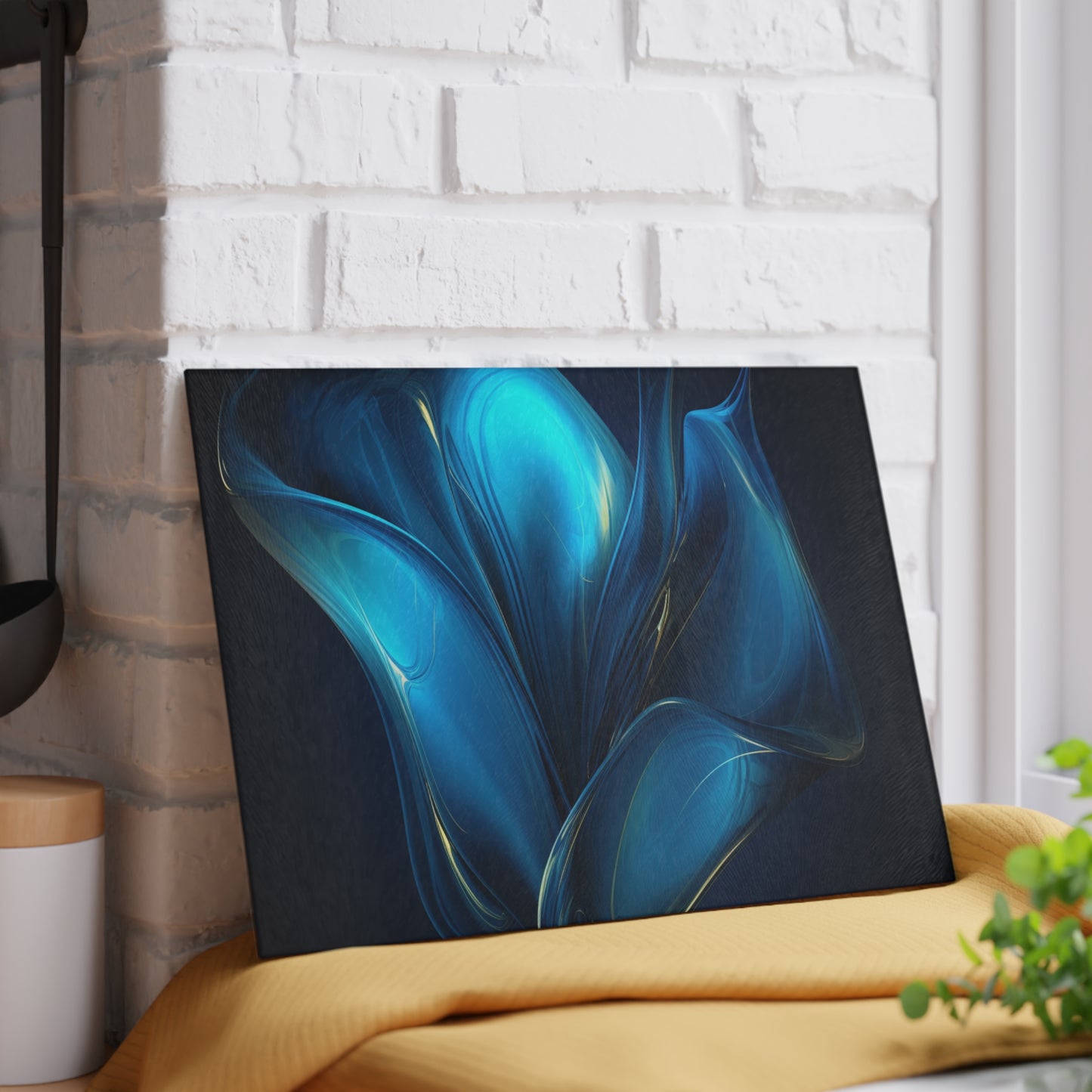 Glass Cutting Board Abstract Blue Tulip 2