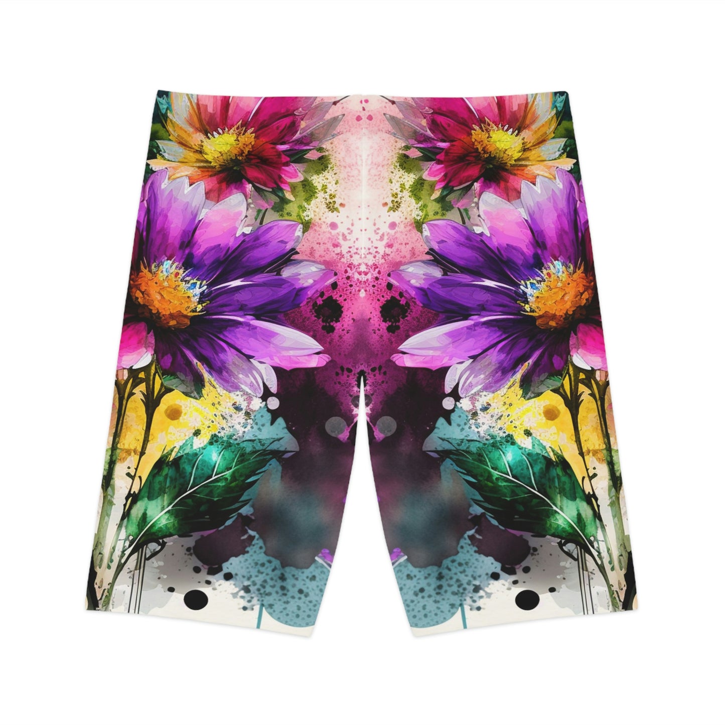 Women's Bike Shorts (AOP) Bright Spring Flower 1