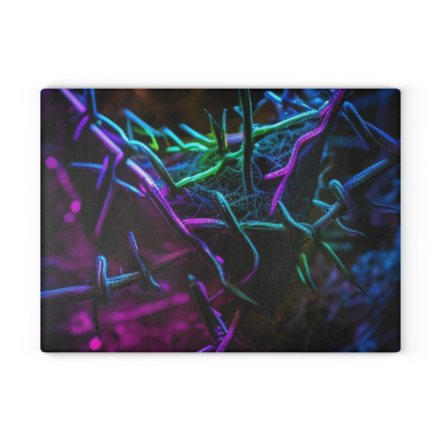 Glass Cutting Board Macro Neon Barb 3
