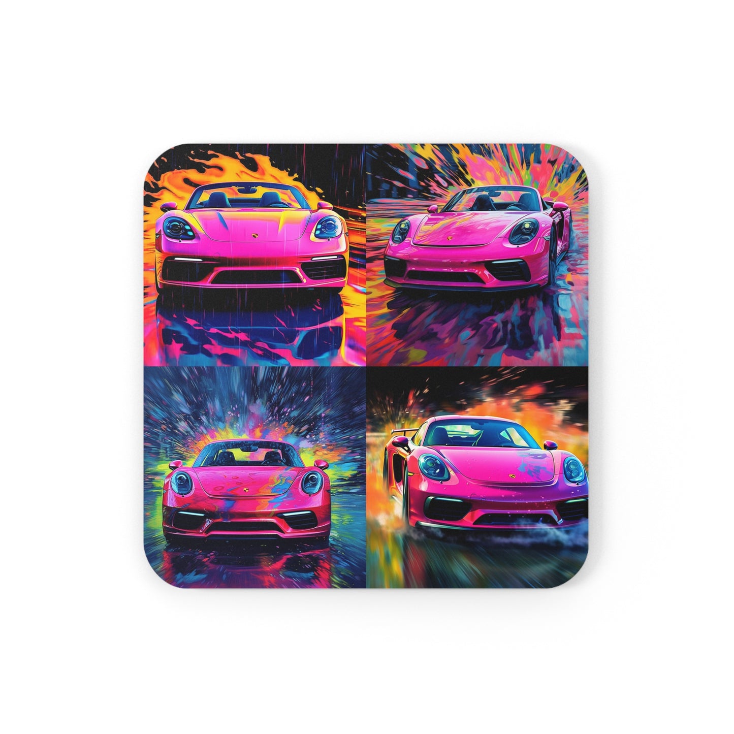 Cork Back Coaster Pink Porsche water fusion 5