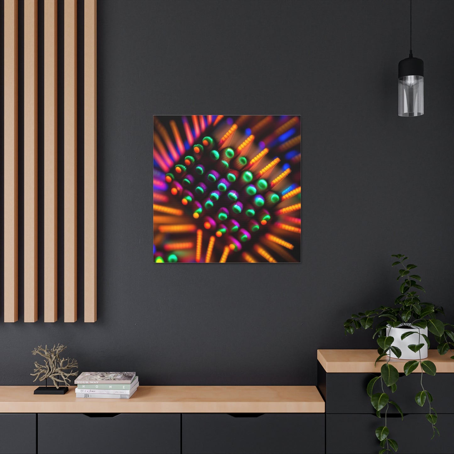 Canvas Gallery WrapsMacro Cactus neon square 3