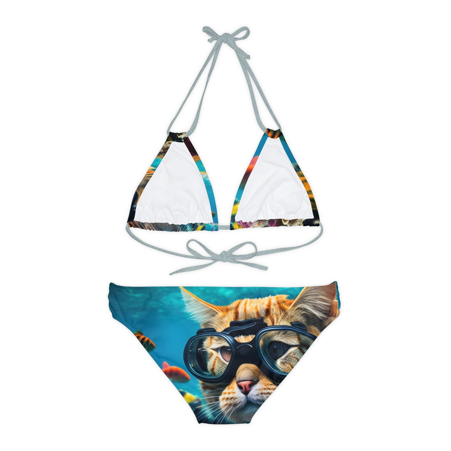 Strappy Bikini Set (AOP) Scuba Cat 3