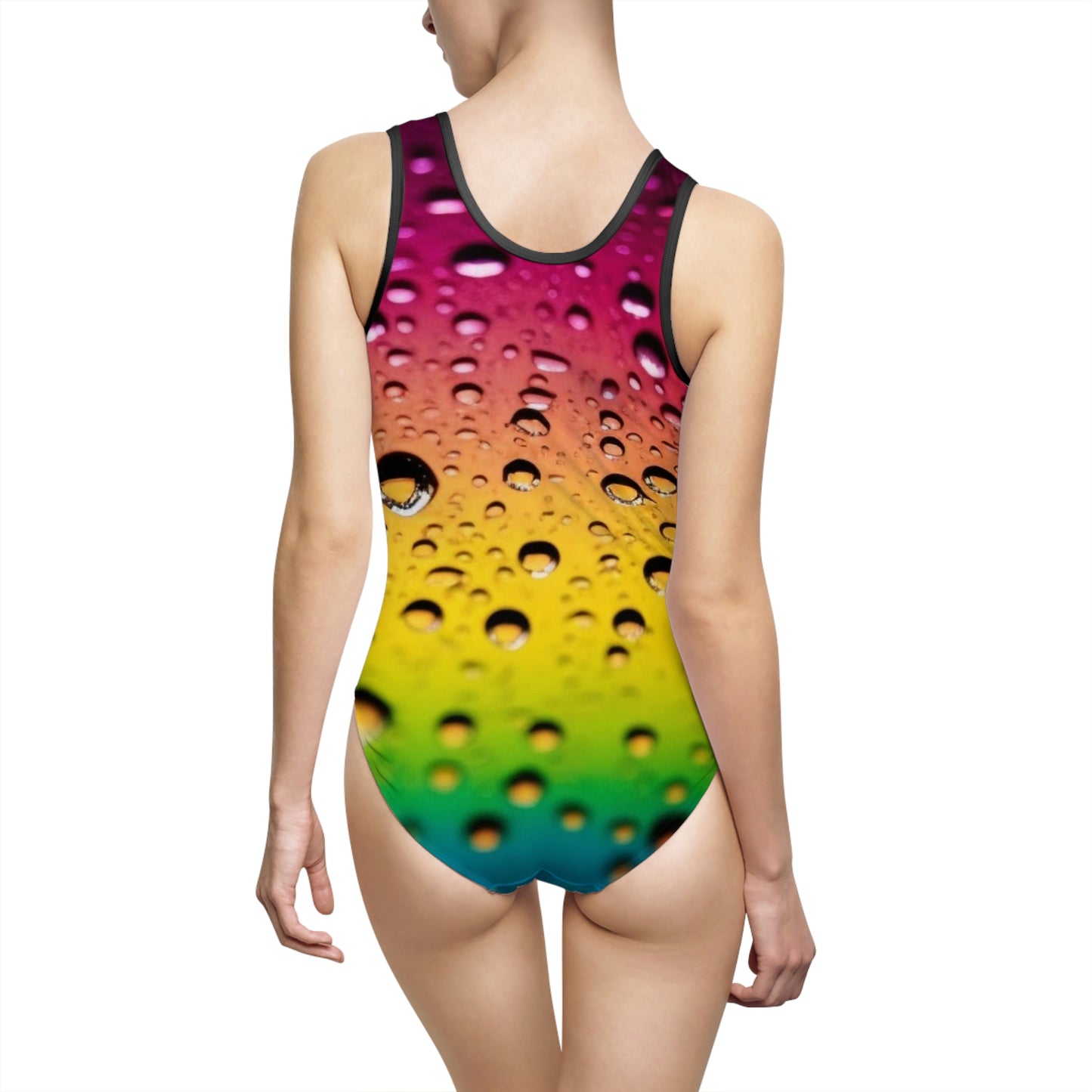 Women's Classic One-Piece Swimsuit (AOP) Water Drops 1