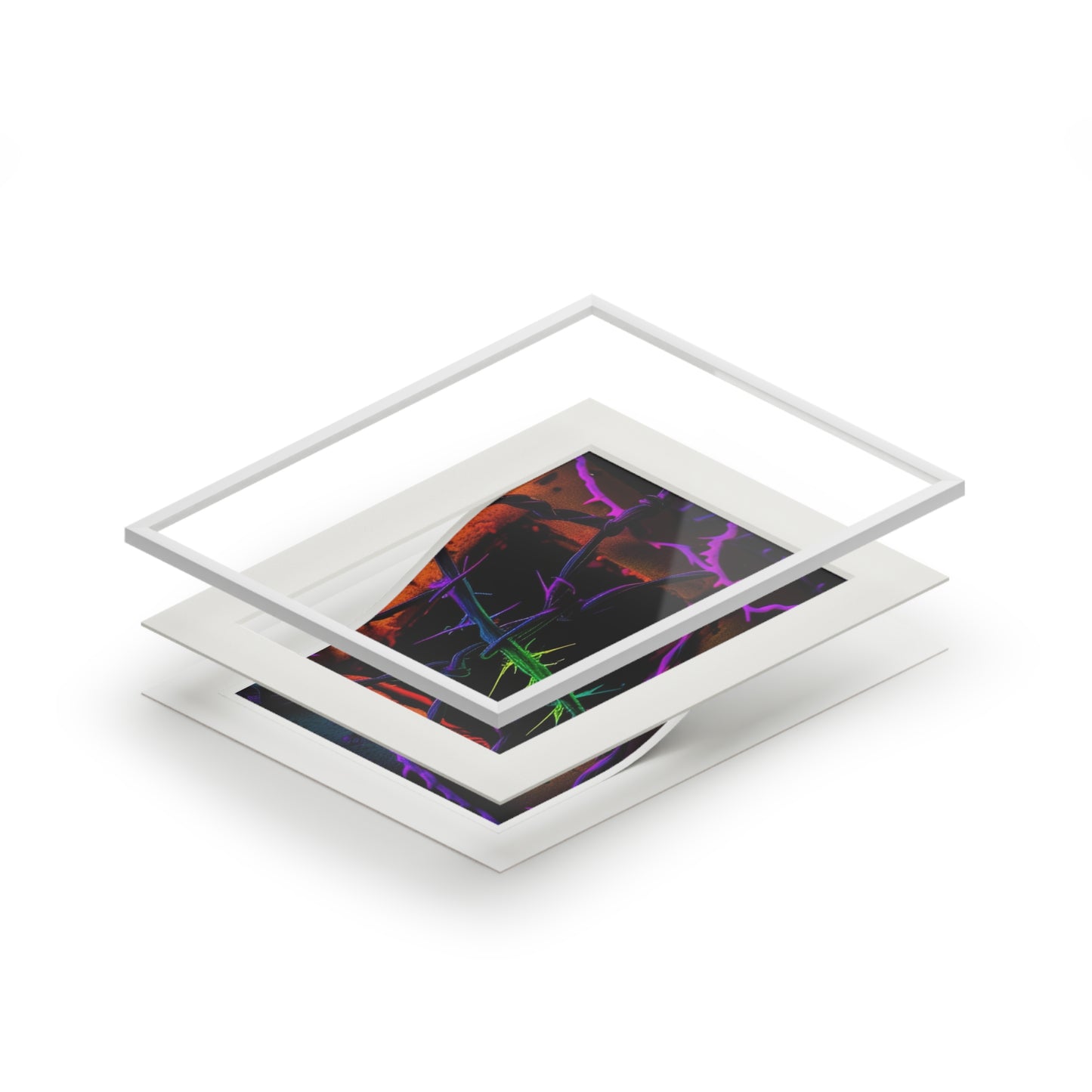 Fine Art Prints (Passepartout Paper Frame) Macro Neon Barbs 1