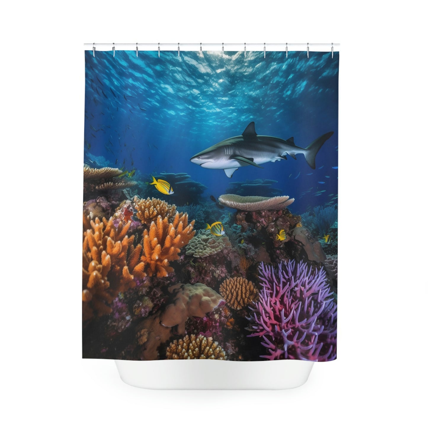 Polyester Shower Curtain tiger shark 1