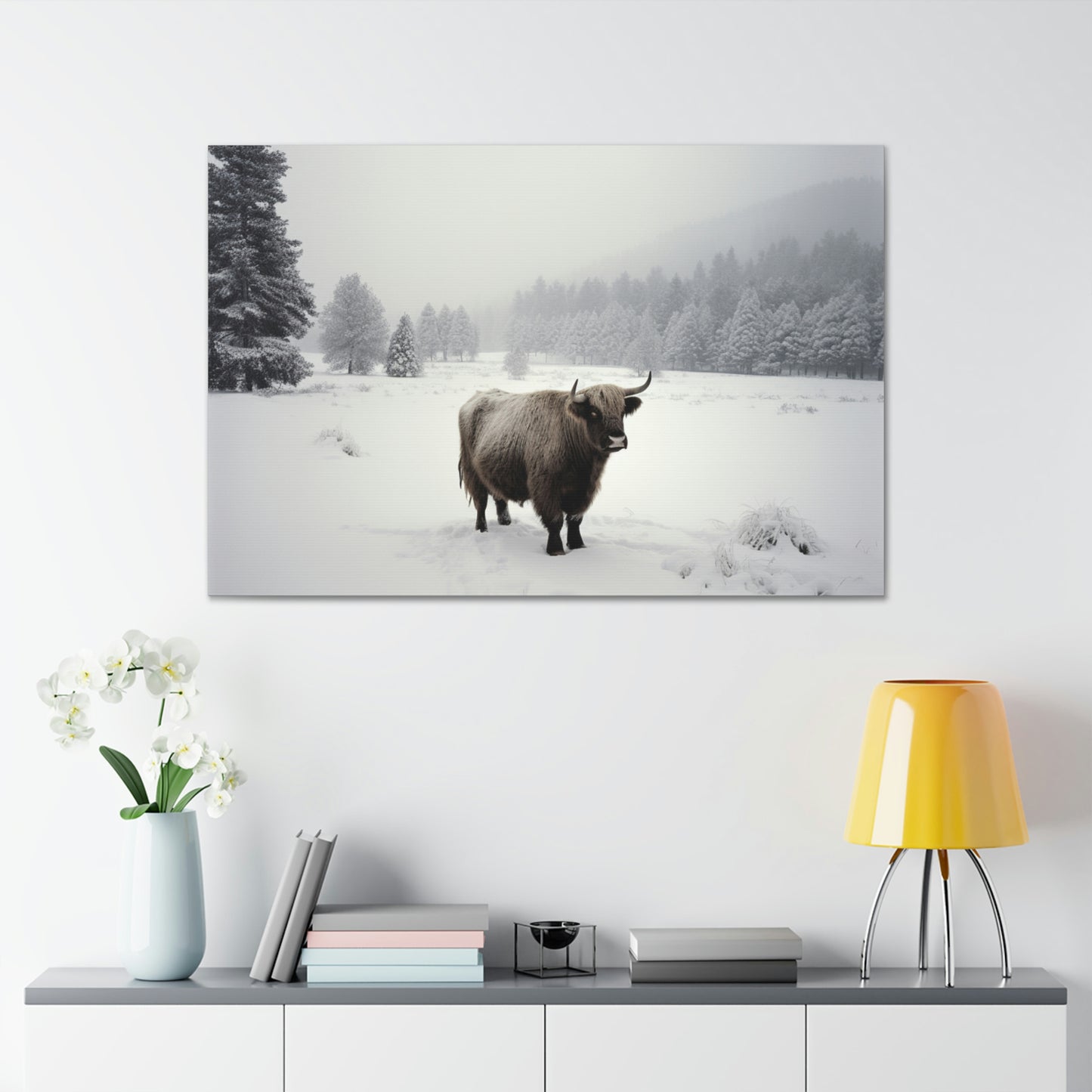 Canvas Gallery Wraps Cow Snow 4