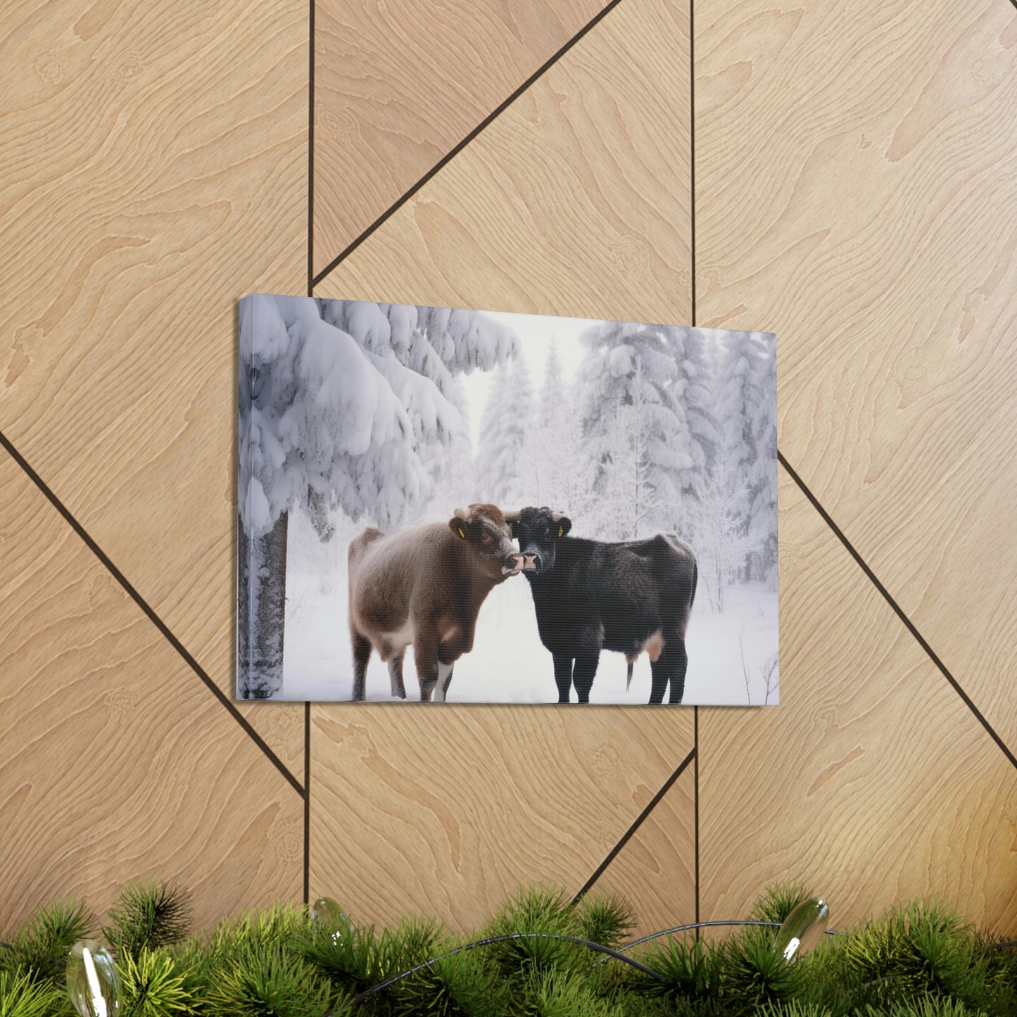 Canvas Gallery Wraps Long Haired Cow snow 3