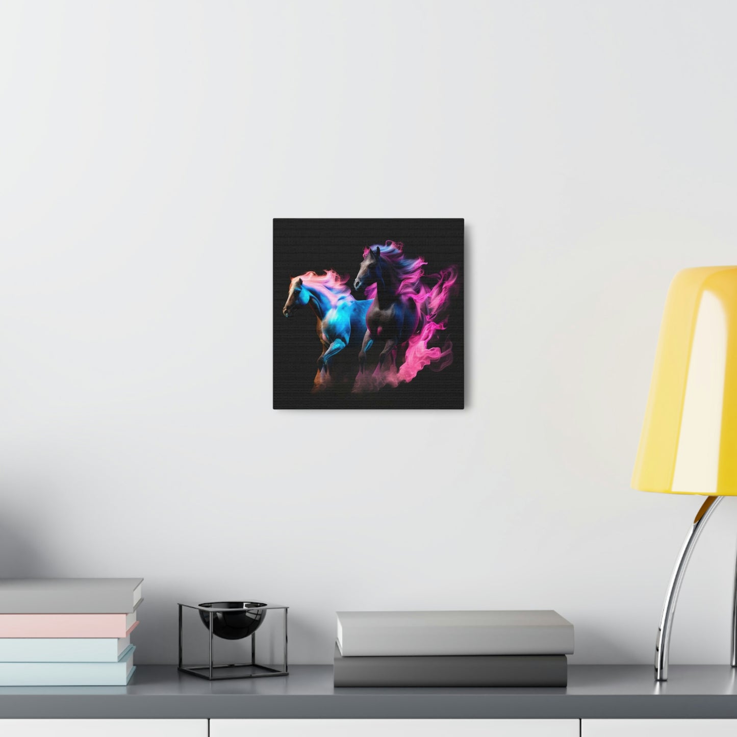 Canvas Gallery Wraps Horses Pink Blue Fire 3