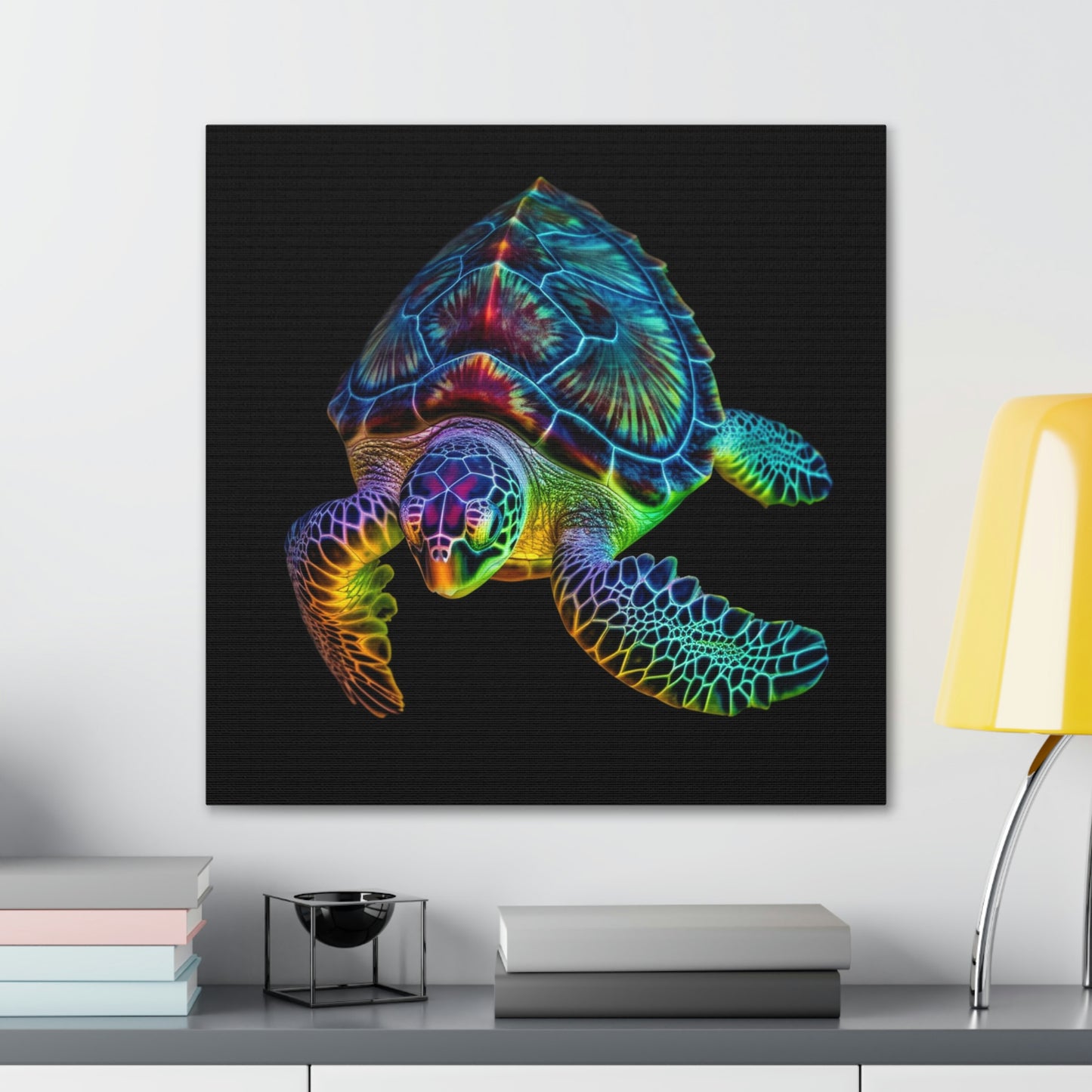 Canvas Gallery Wraps Neon Sea Turtle 1