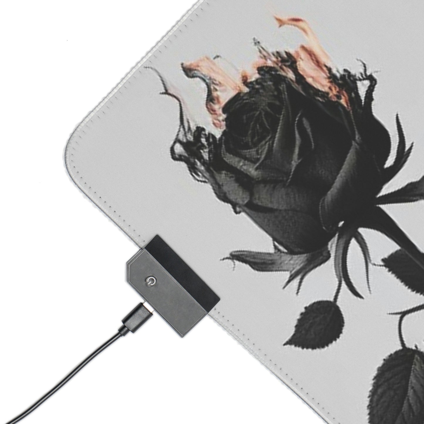 LED Gaming Mouse Pad Black Fire Rose 3