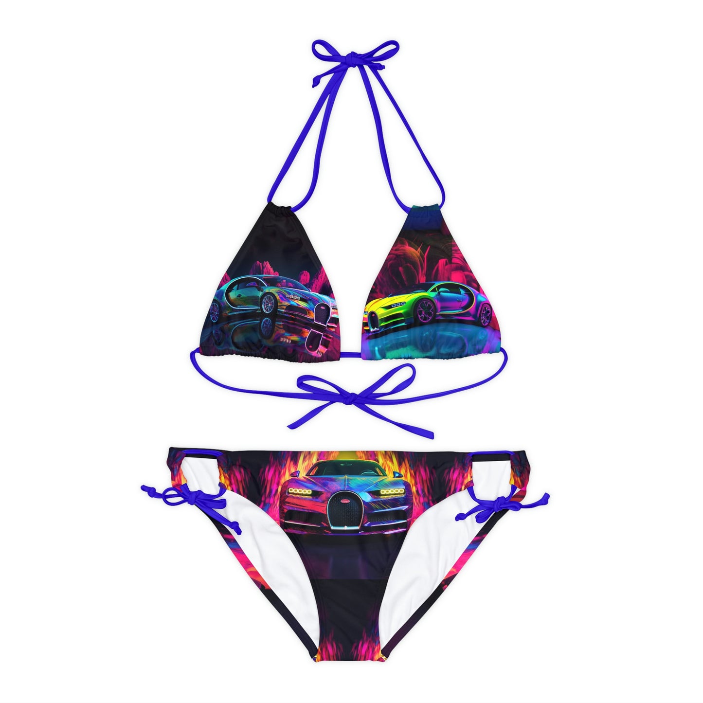 Strappy Bikini Set (AOP) florescent Bugatti flair