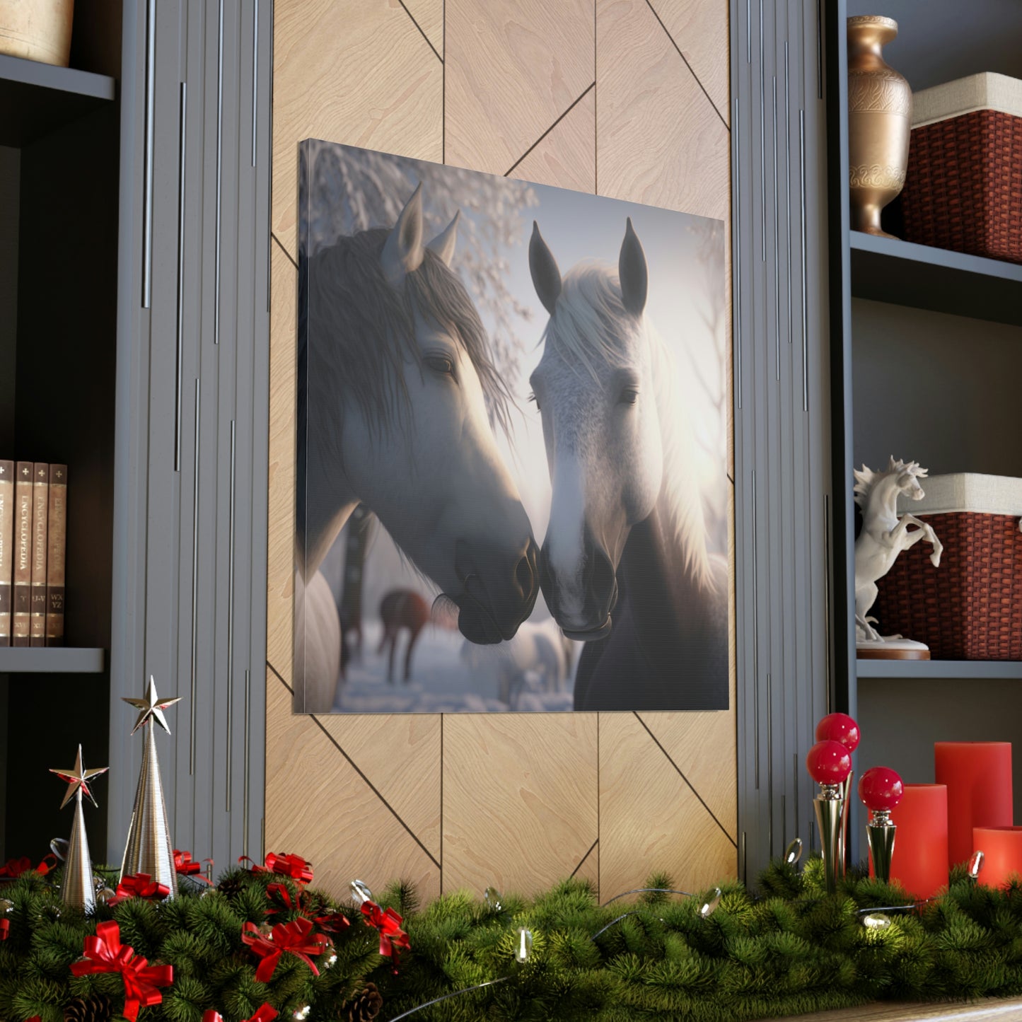 Canvas Gallery Wraps Snow Horse Love