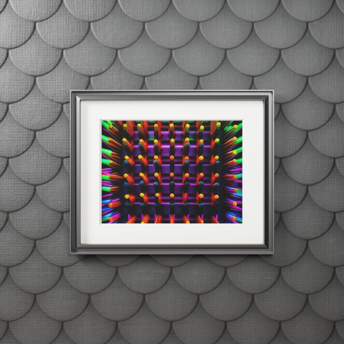 Fine Art Prints (Passepartout Paper Frame) Macro Cactus neon square 2