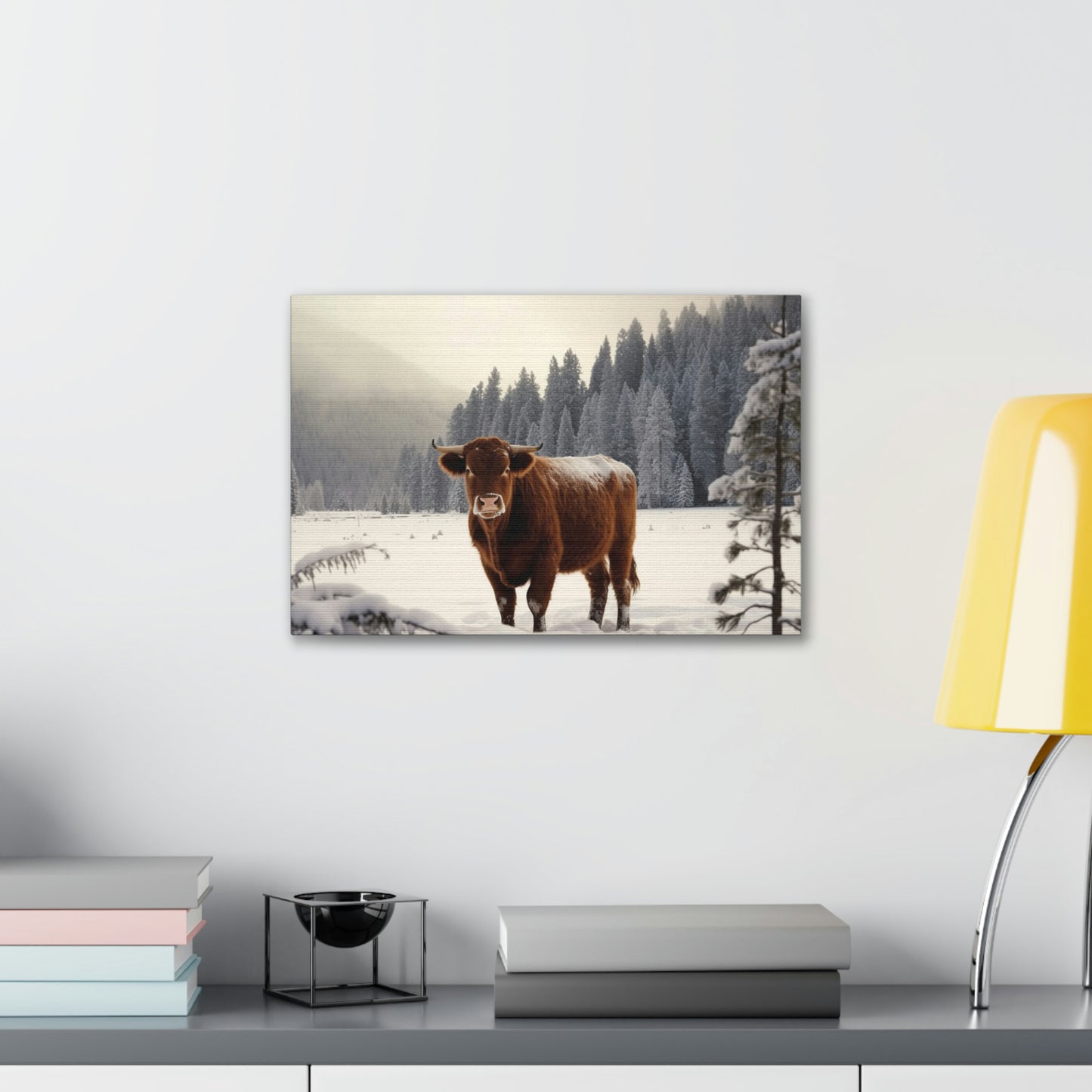 Canvas Gallery Wraps Cow Snow 3