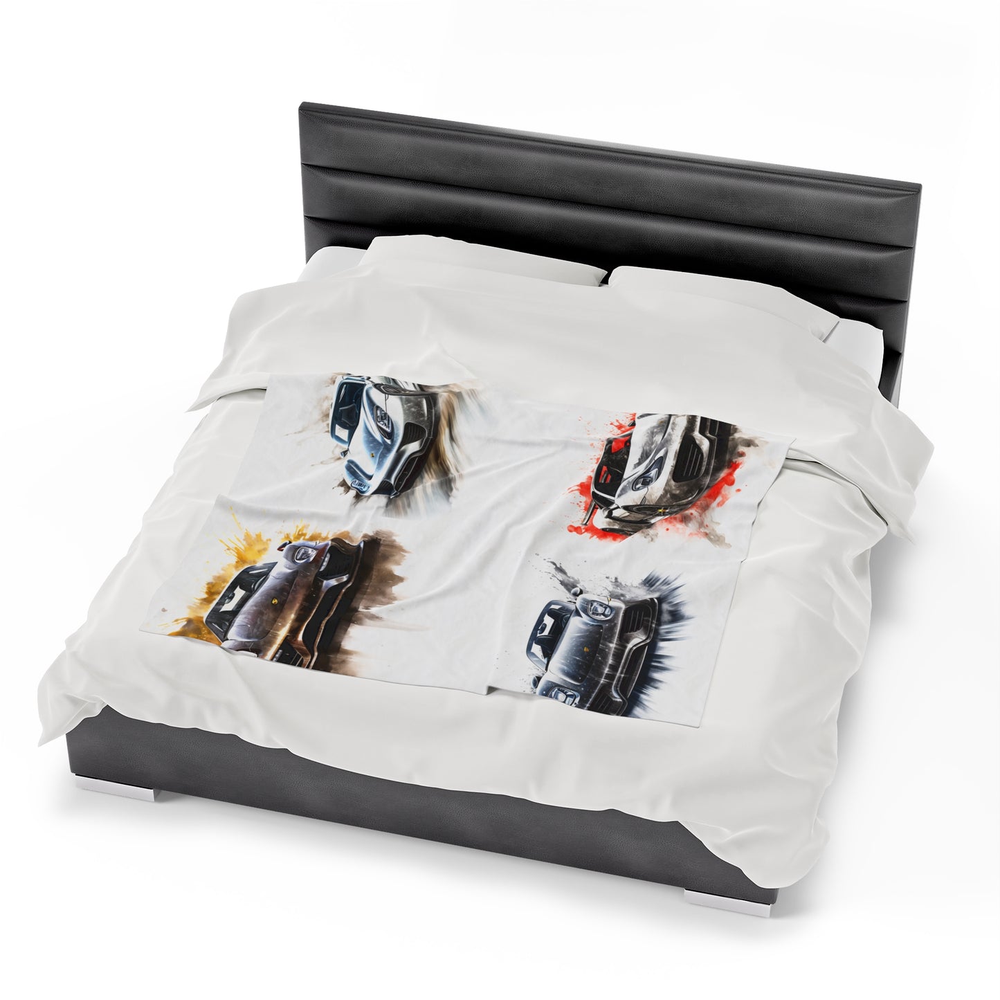 Velveteen Plush Blanket 918 Spyder white background driving fast with water splashing 5