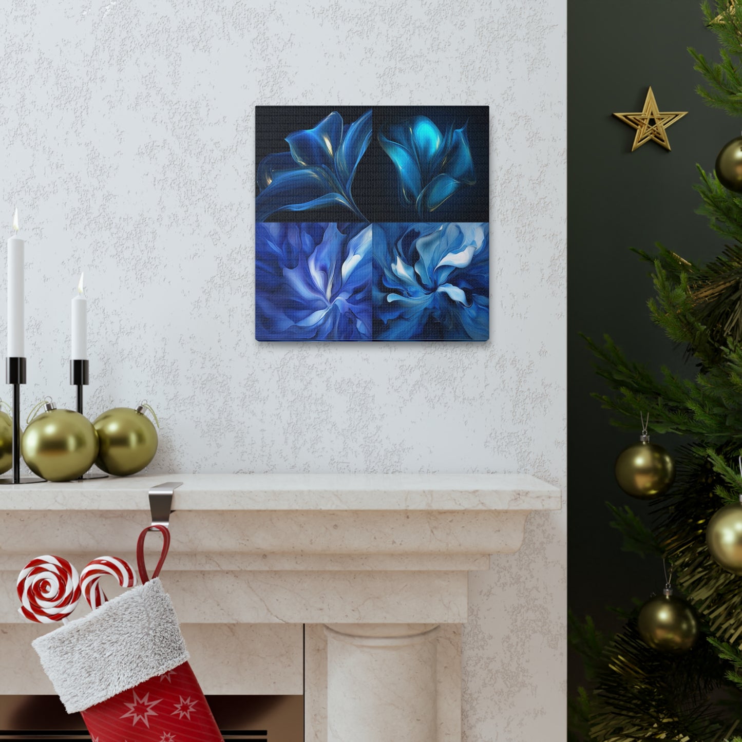 Canvas Gallery Wraps Abstract Blue Tulip 5