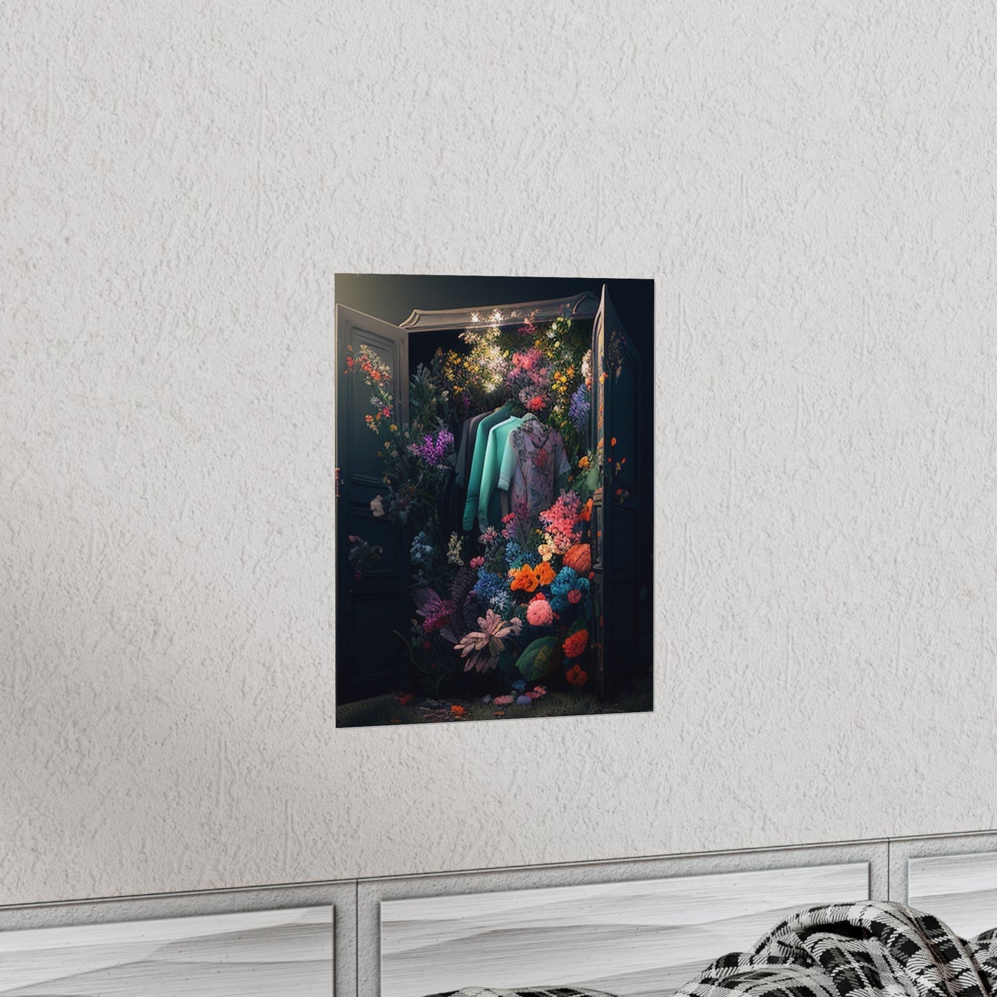 Premium Matte Vertical Posters A Wardrobe Surrounded by Flowers 1