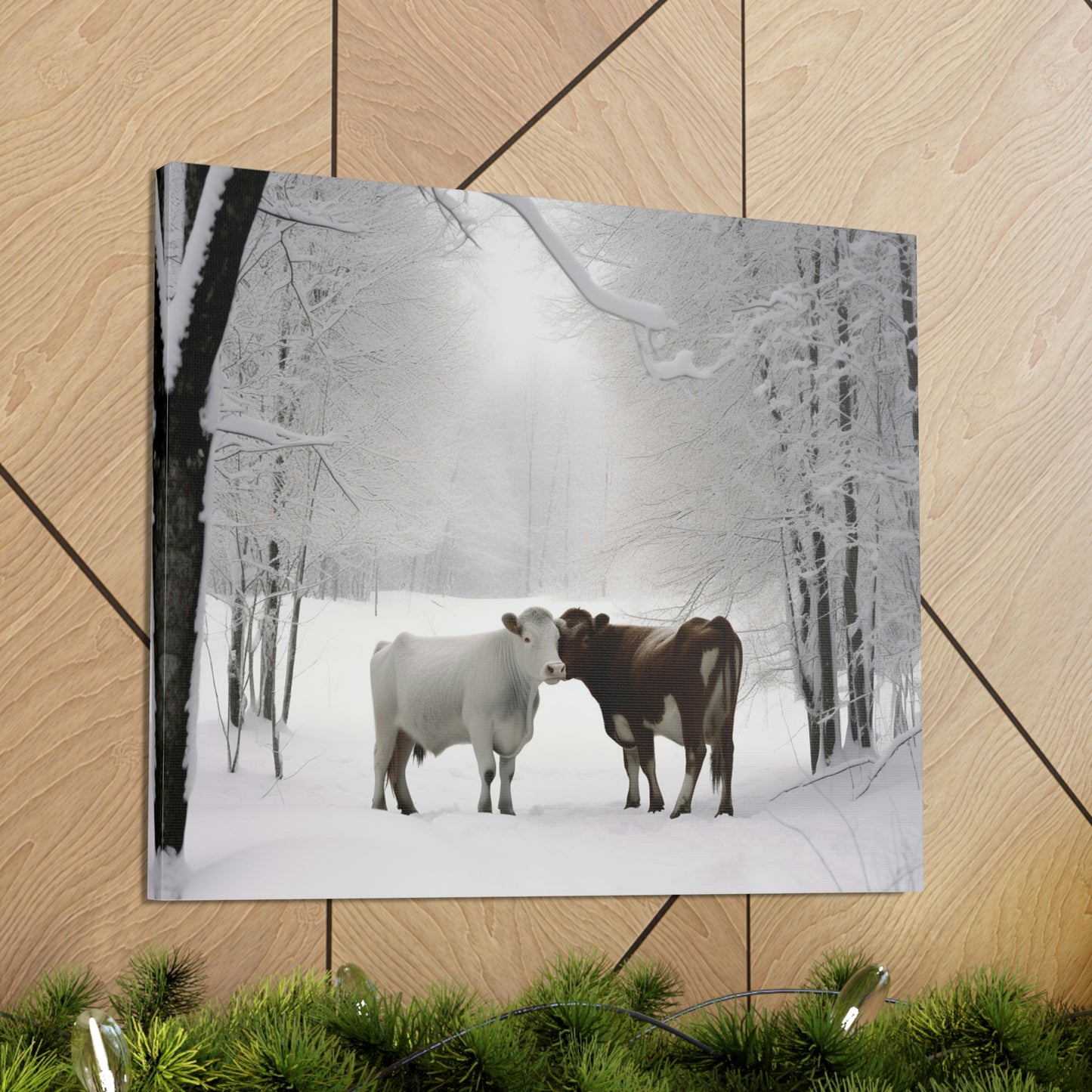 Canvas Gallery Wraps Long Haired Cow snow 4