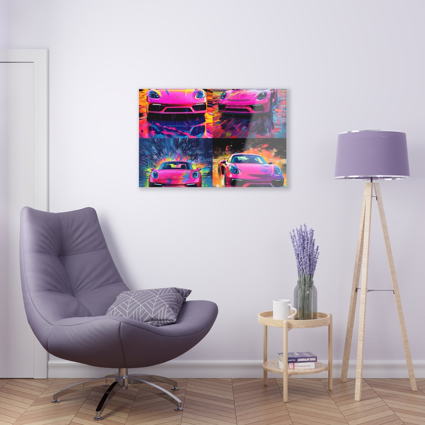 Acrylic Prints Pink Porsche water fusion 5