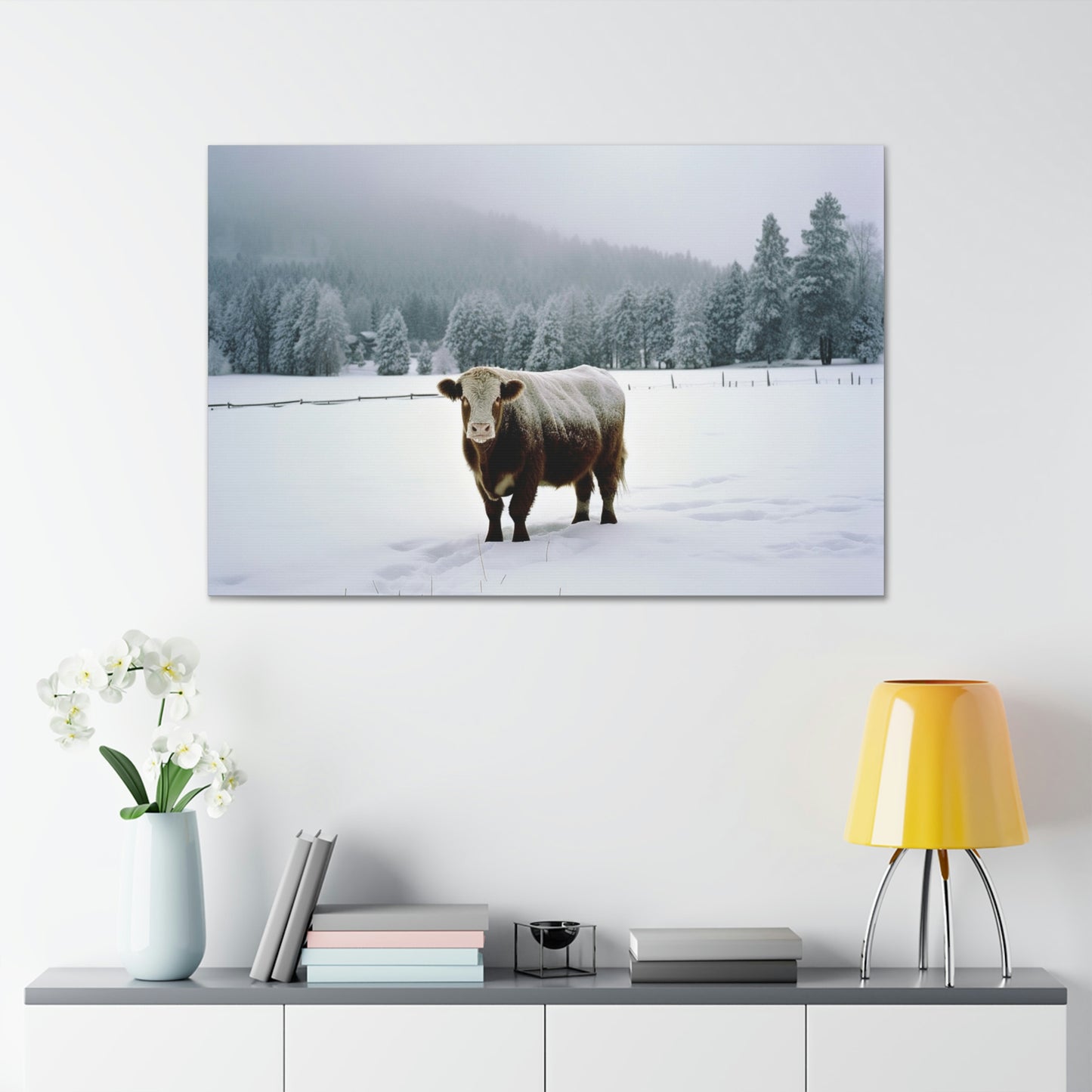 Canvas Gallery Wraps  Cow Snow 1