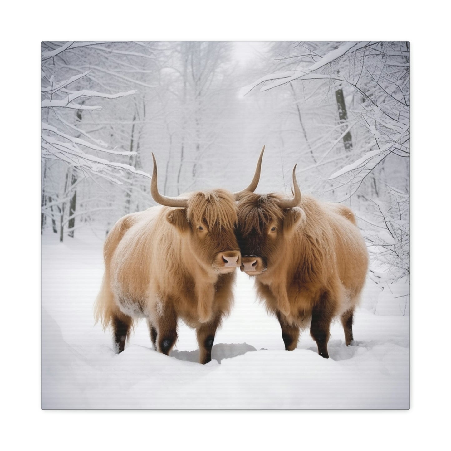 Canvas Gallery Wraps Long Haired Cow snow 1