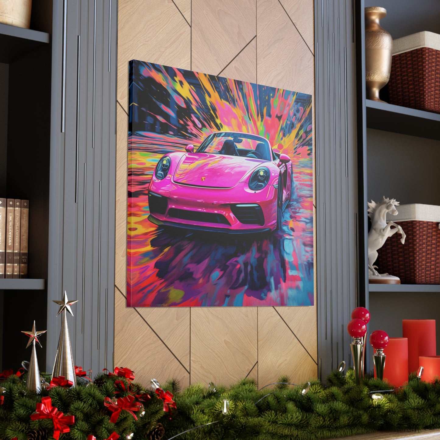 Canvas Gallery Wraps Pink Porsche water fusion 2