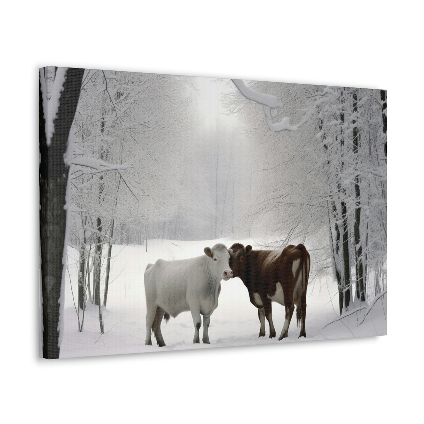 Canvas Gallery Wraps Long Haired Cow snow 4