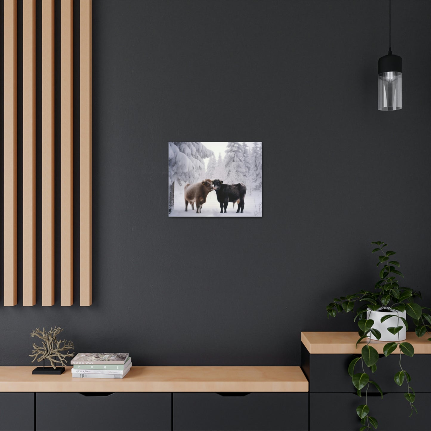 Canvas Gallery Wraps Long Haired Cow snow 3