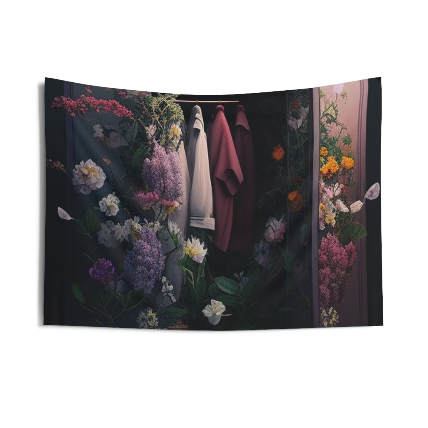 Indoor Wall Tapestries A Wardrobe Surrounded by Flowers 2