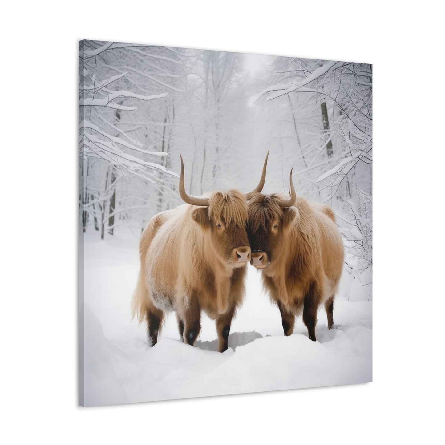 Canvas Gallery Wraps Long Haired Cow snow 1