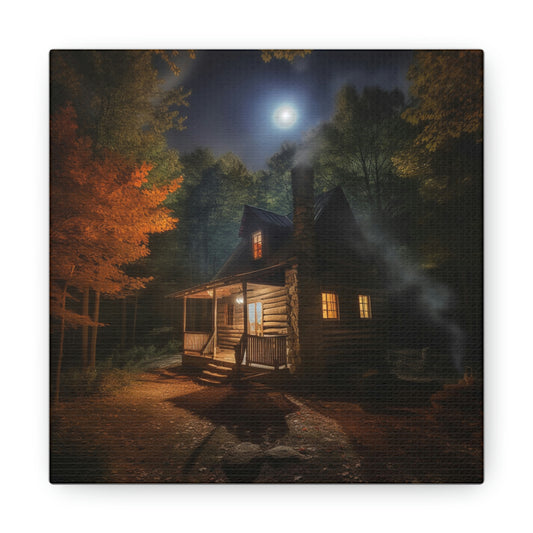cabin moon light landscape