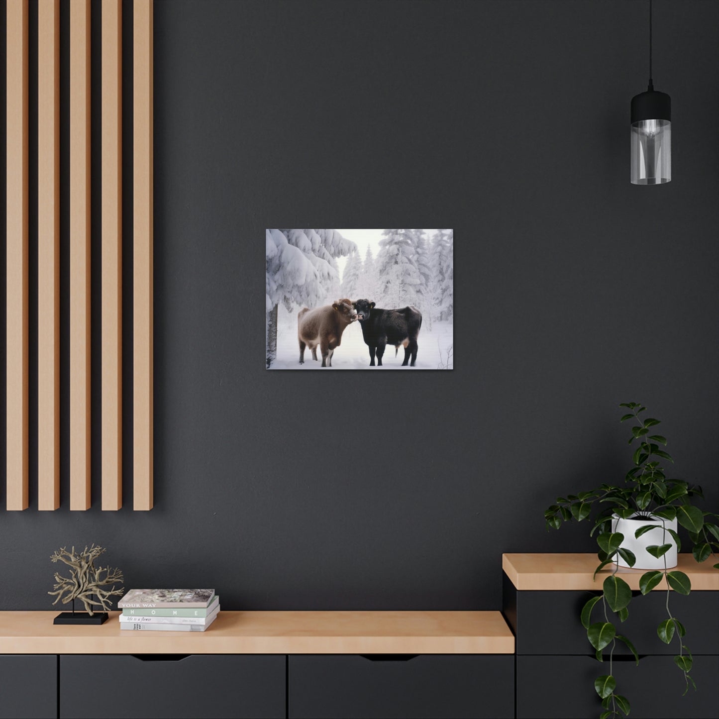 Canvas Gallery Wraps Long Haired Cow snow 3