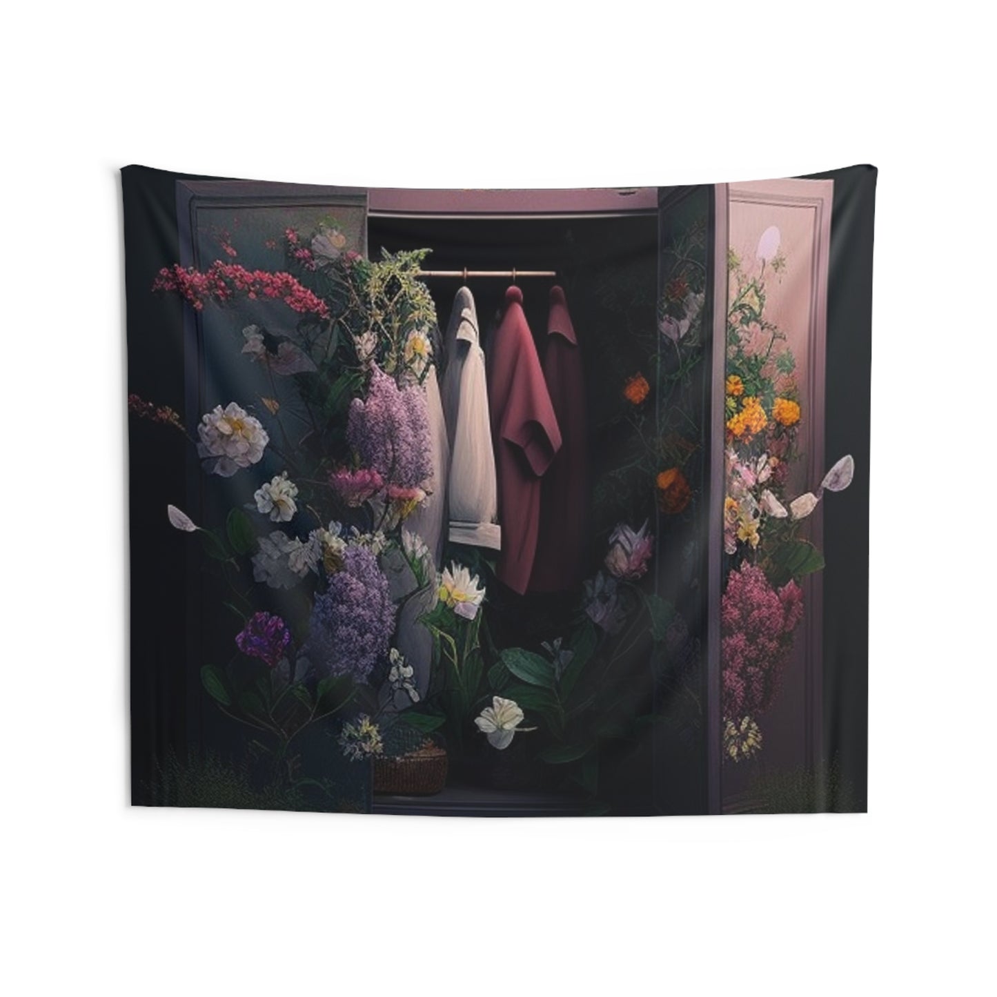 Indoor Wall Tapestries A Wardrobe Surrounded by Flowers 2