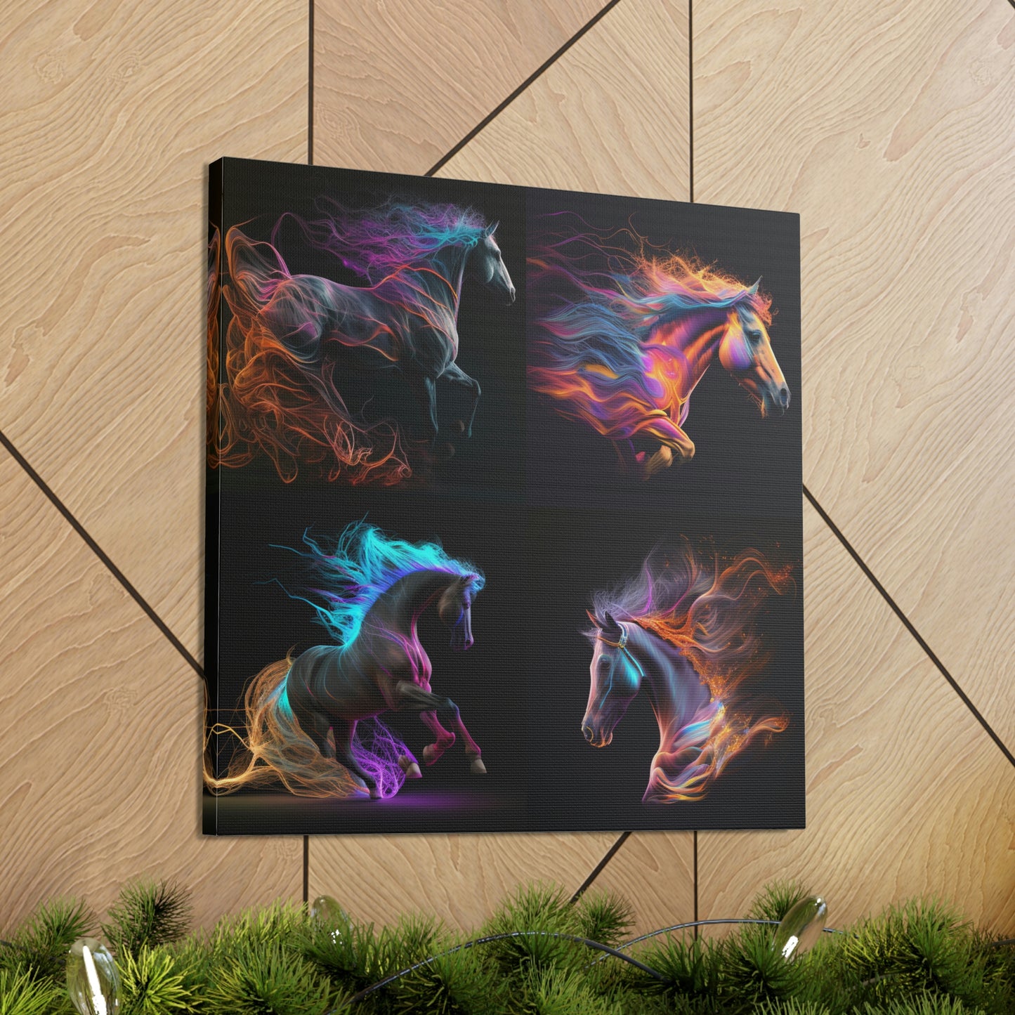 Canvas Gallery Wraps florescent horses mane 4 Pack