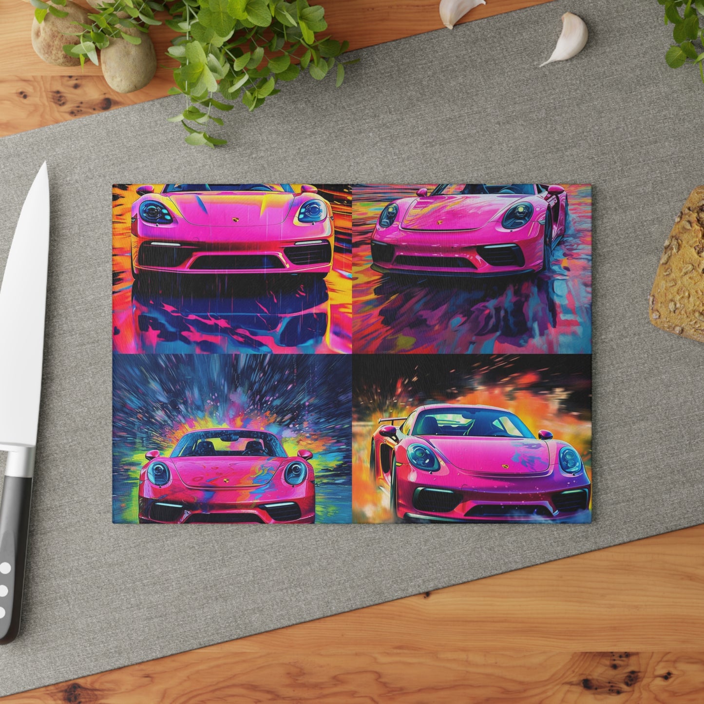 Glass Cutting Board Pink Porsche water fusion 5