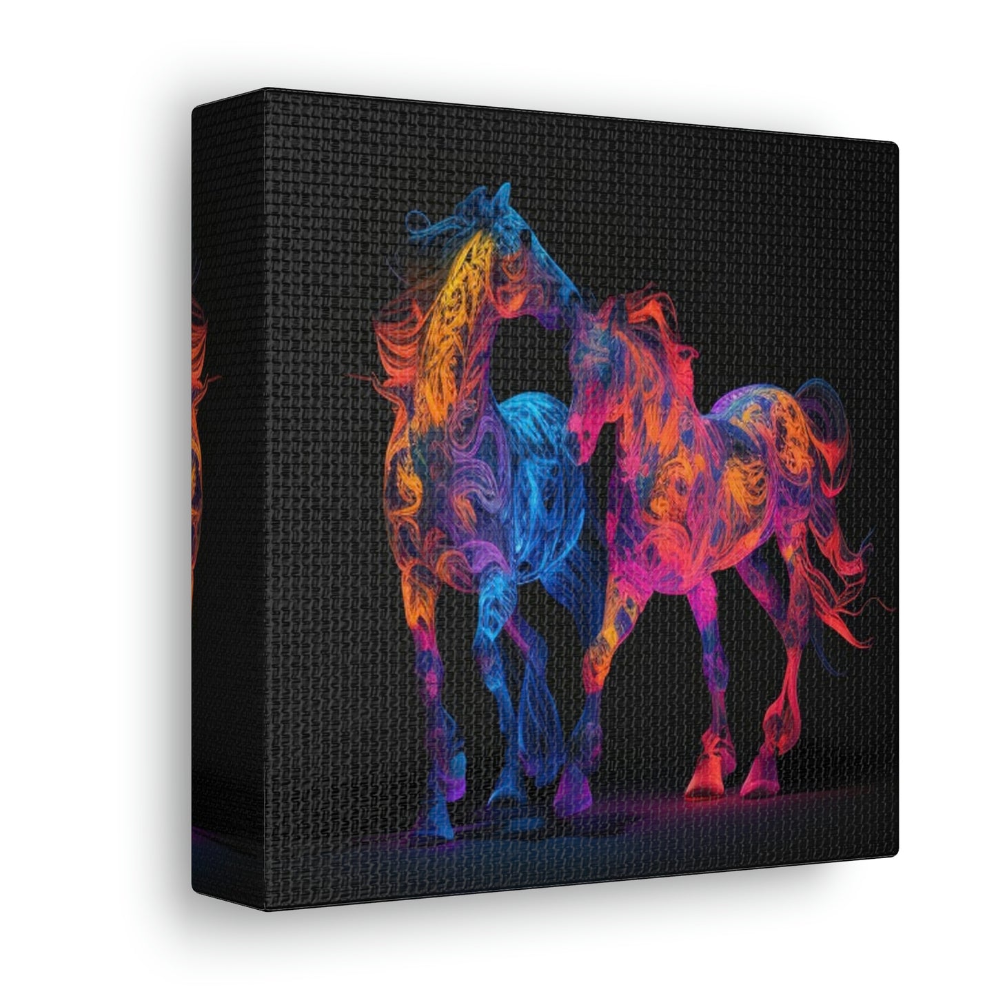 Canvas Gallery Wraps Two Neon Horses 1