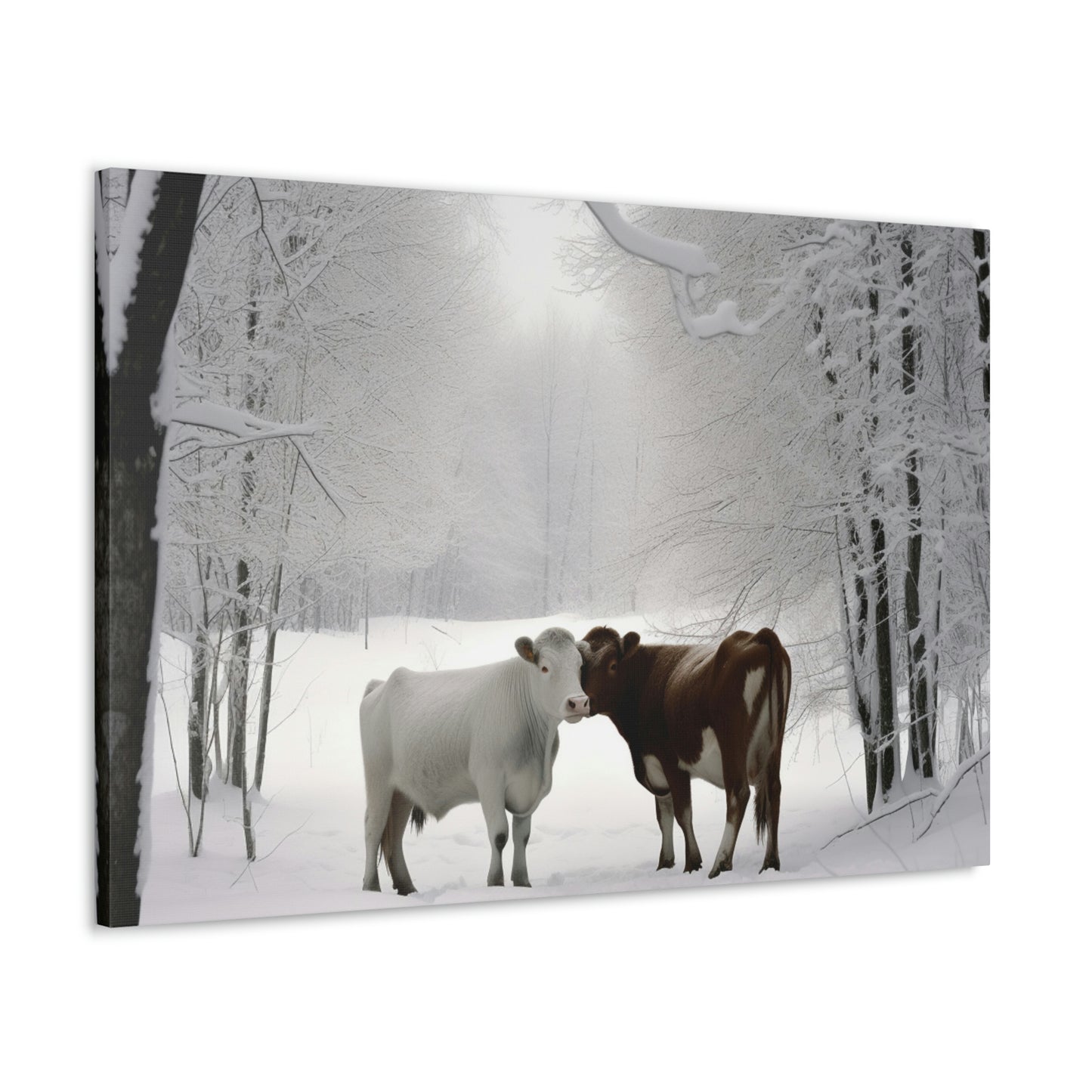 Canvas Gallery Wraps Long Haired Cow snow 4