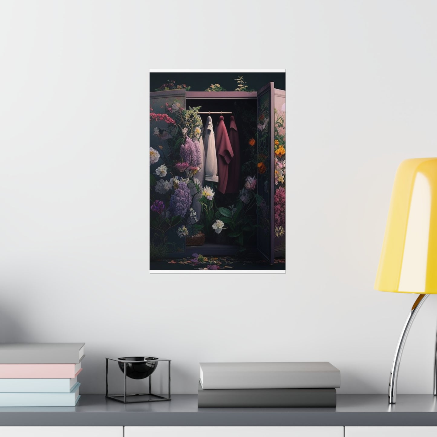 Premium Matte Vertical Posters A Wardrobe Surrounded by Flowers 2