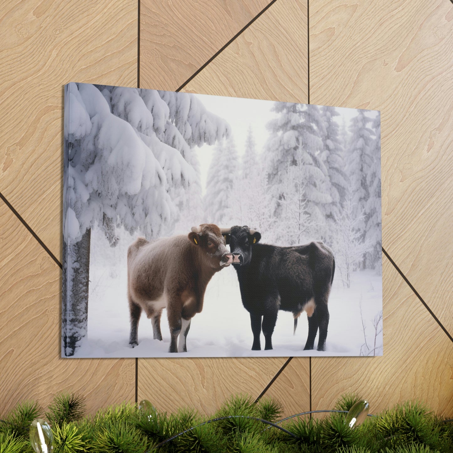 Canvas Gallery Wraps Long Haired Cow snow 3