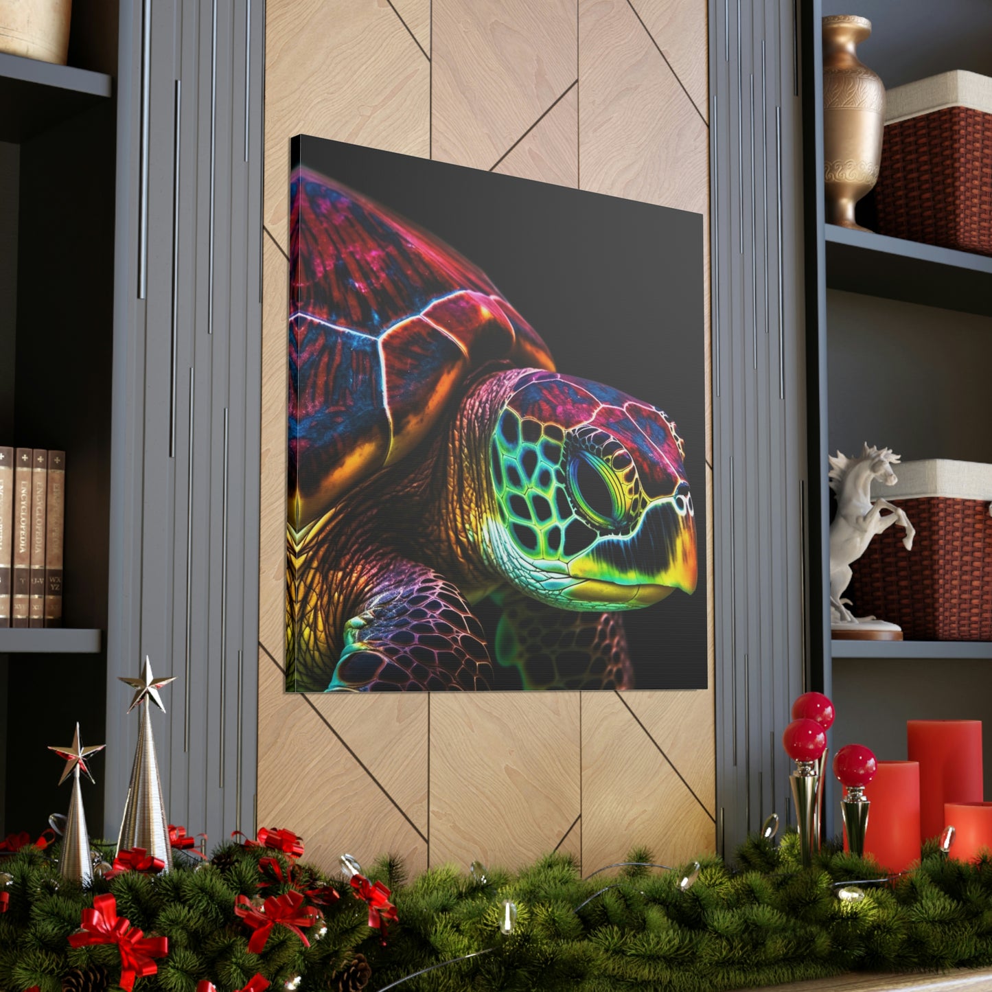 Canvas Gallery Wraps Neon Sea Turtle 3