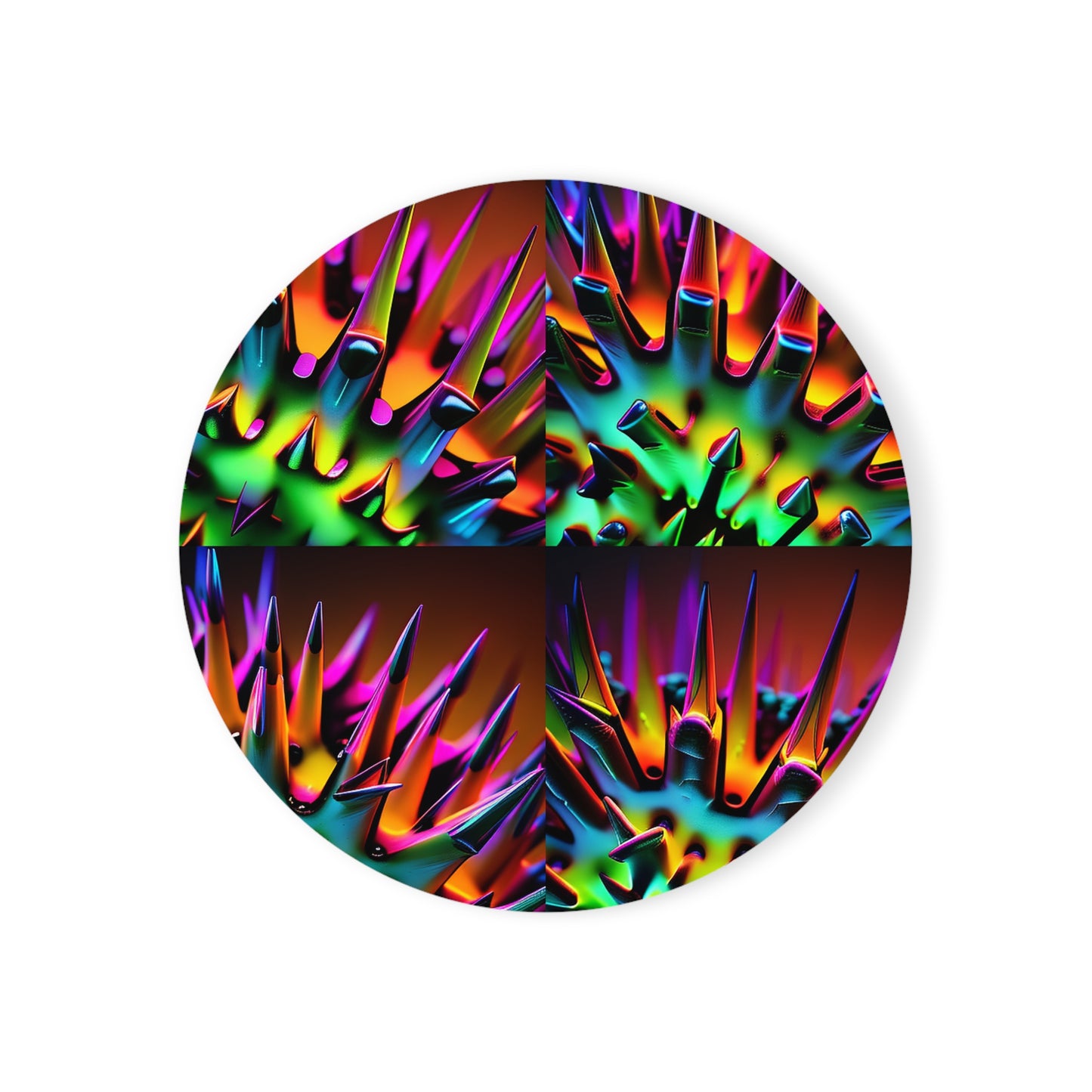 Cork Back Coaster Macro Neon Spike