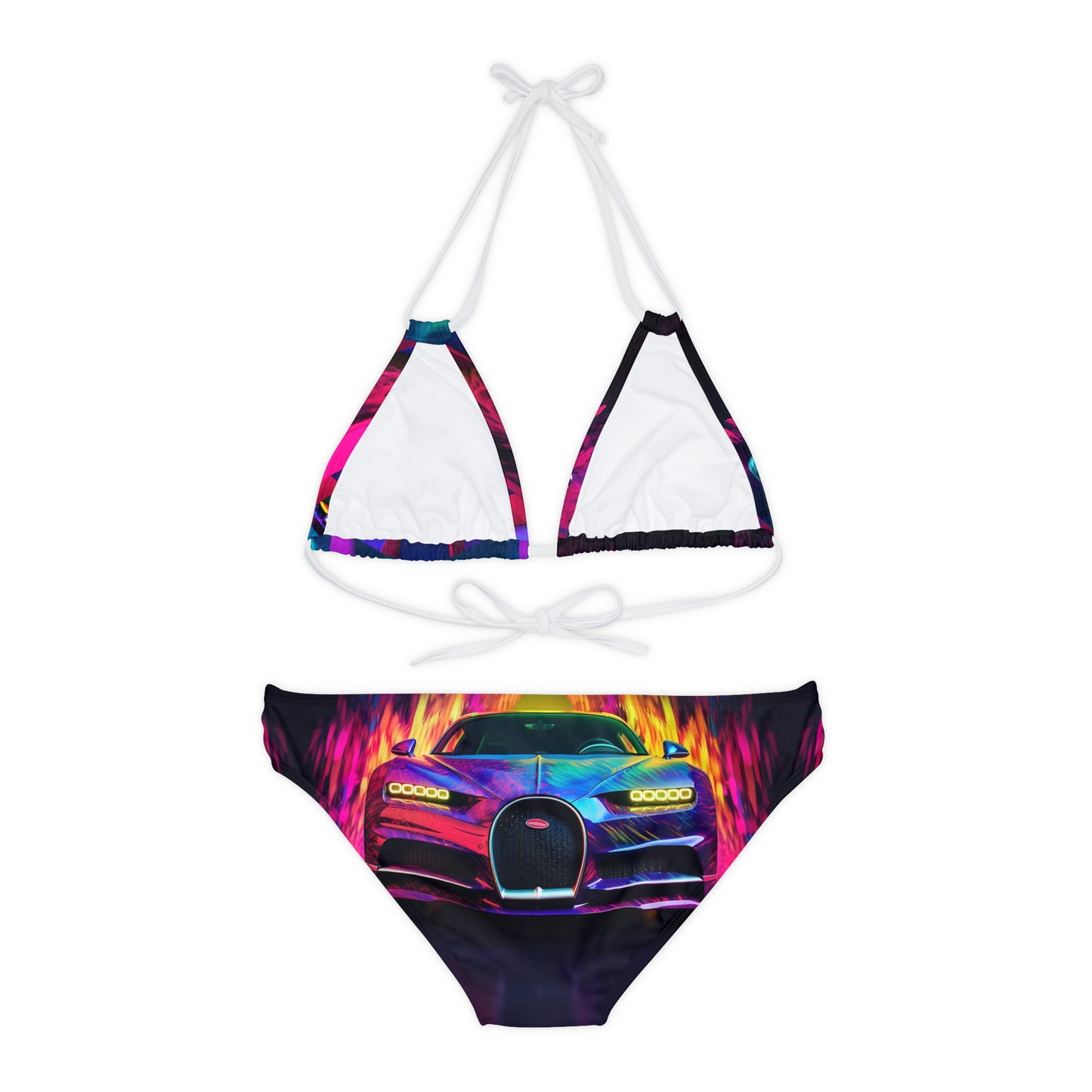 Strappy Bikini Set (AOP) florescent Bugatti flair